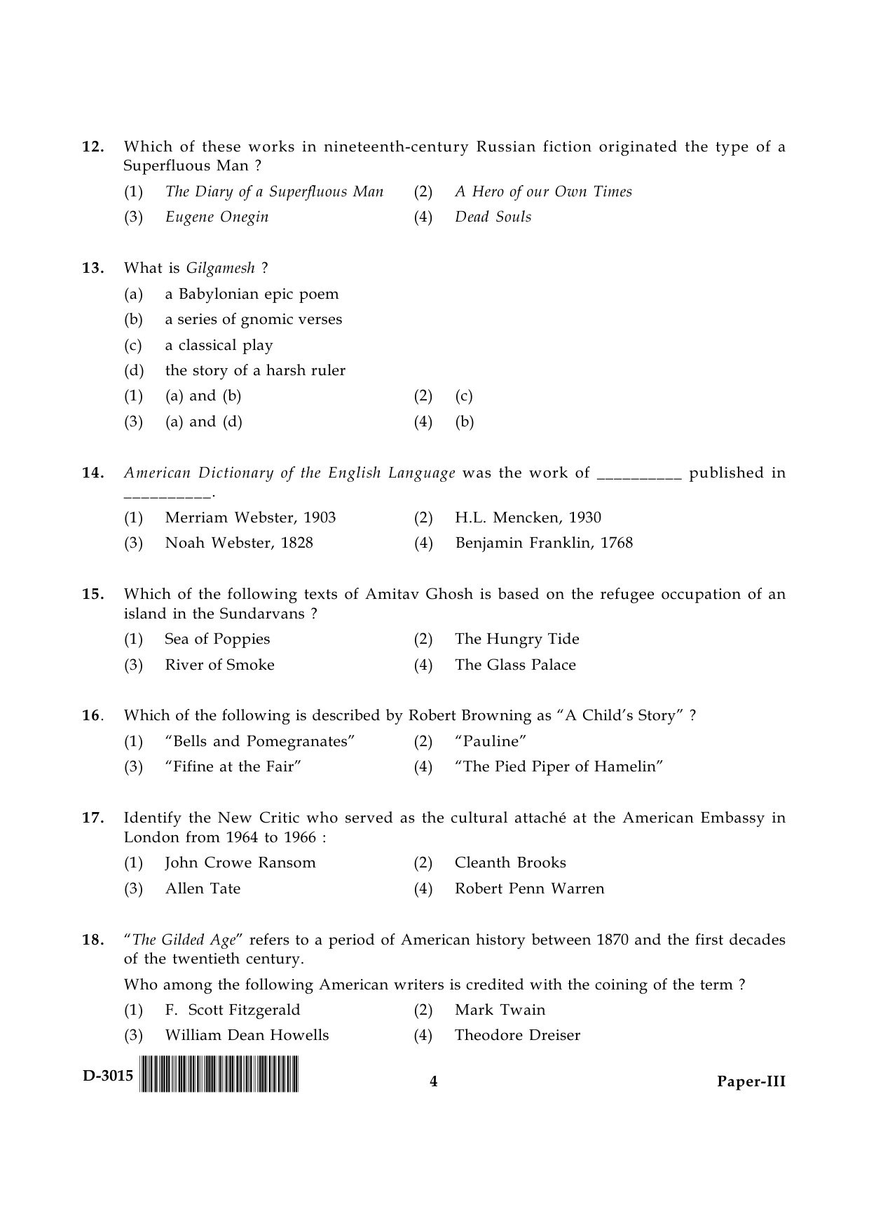 UGC NET English Question Paper III December 2015 4