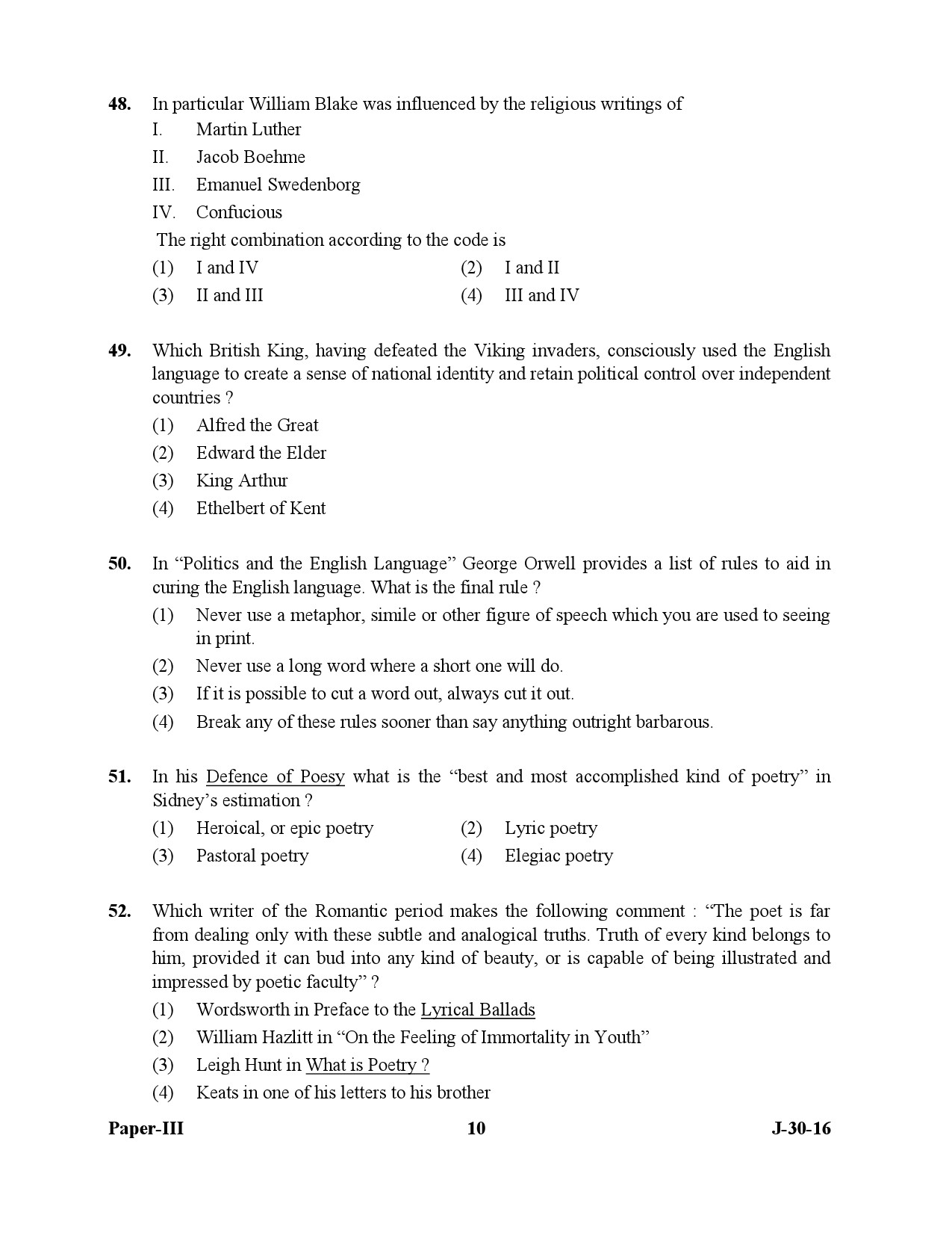 UGC NET English Question Paper III July 2016 10