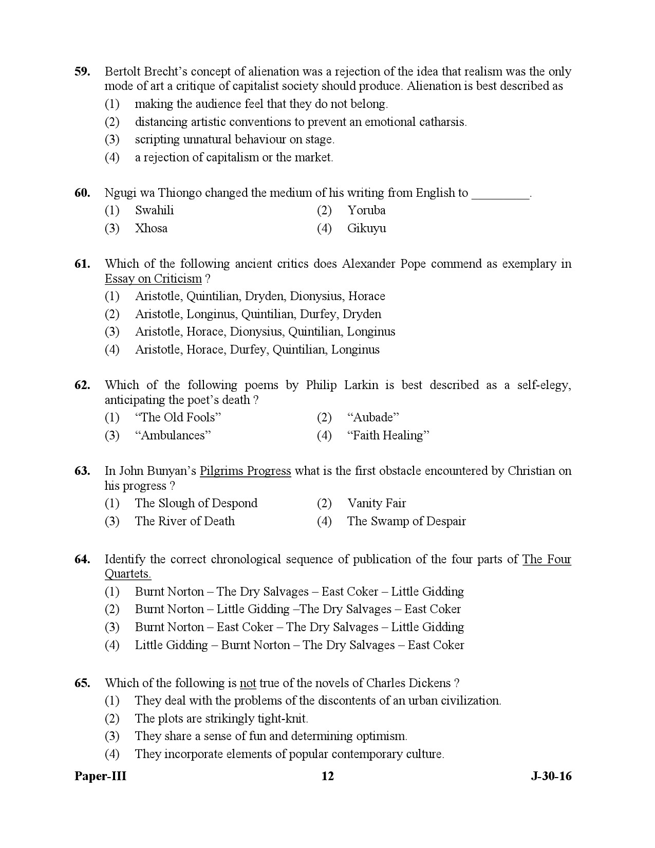 UGC NET English Question Paper III July 2016 12