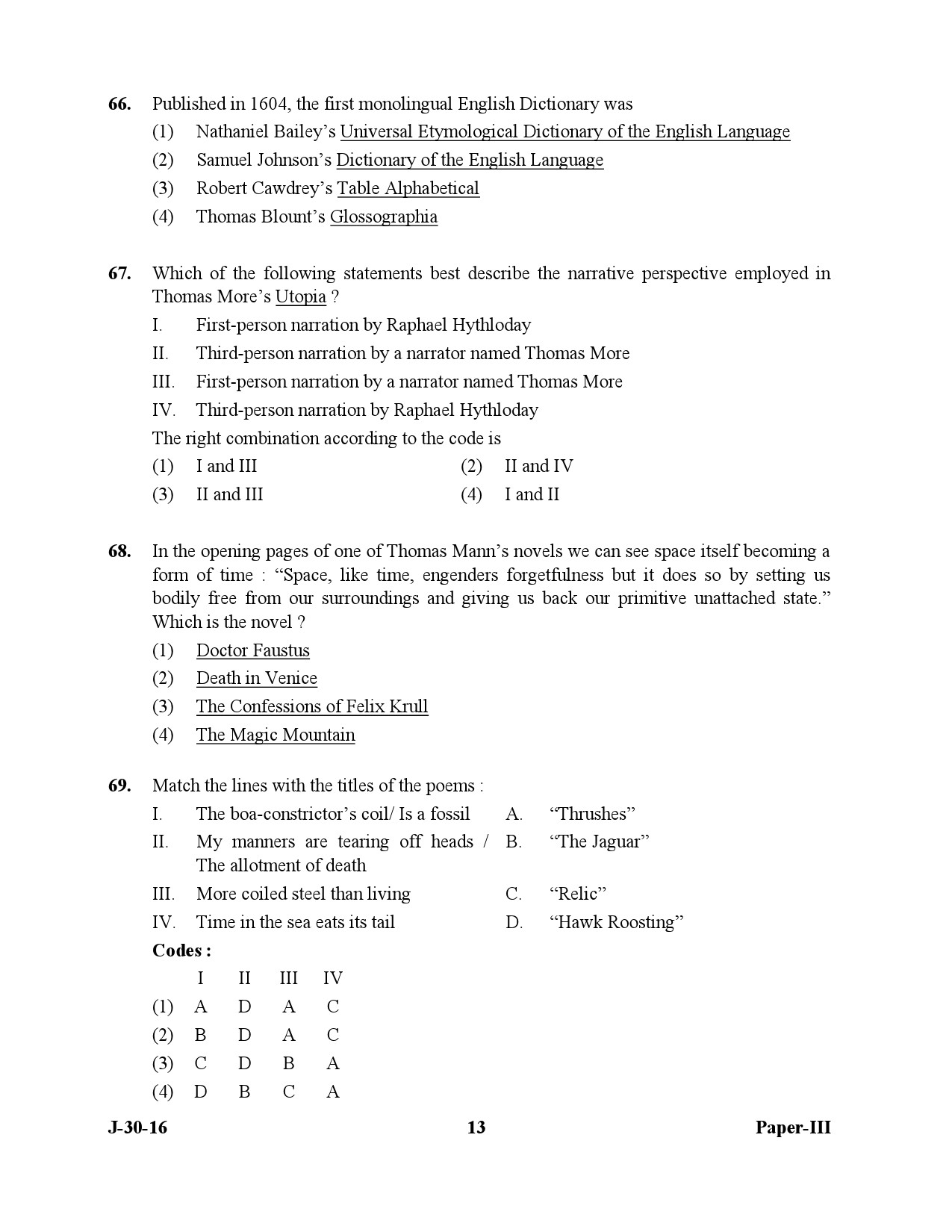 UGC NET English Question Paper III July 2016 13