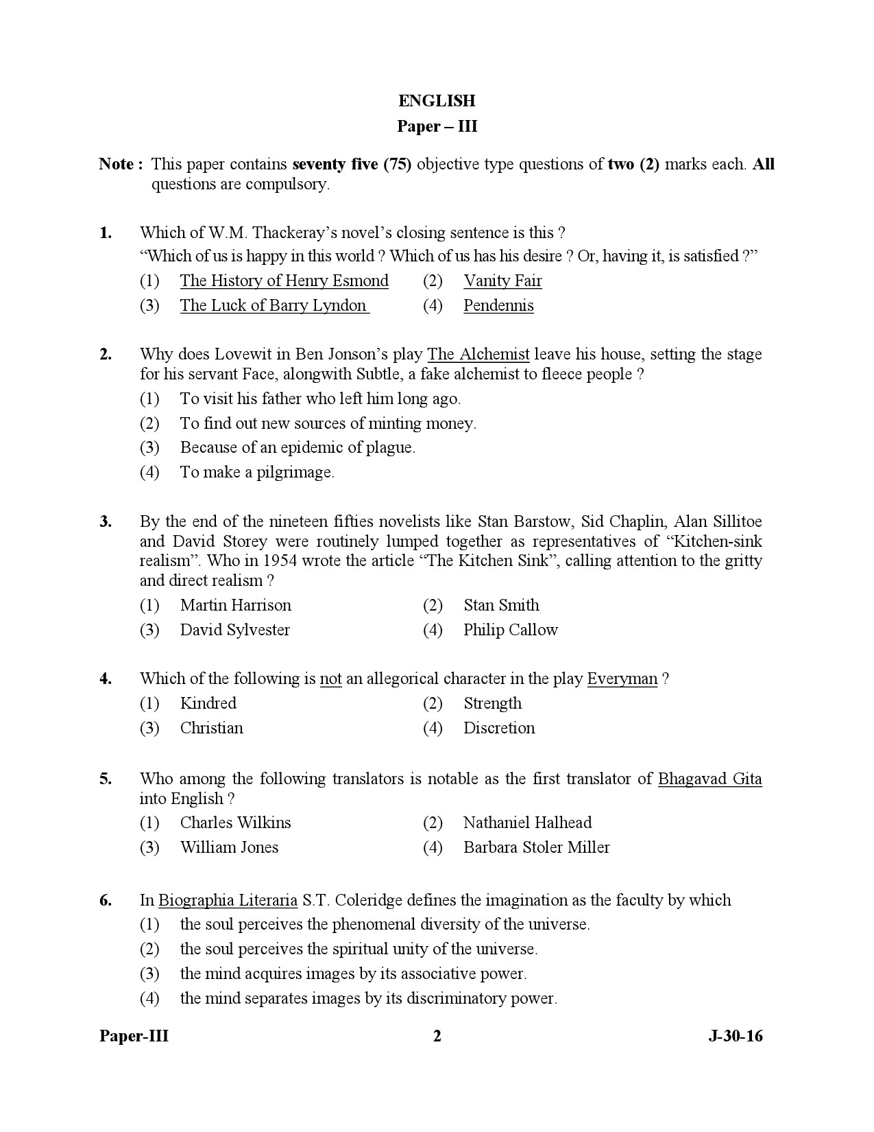 UGC NET English Question Paper III July 2016 2