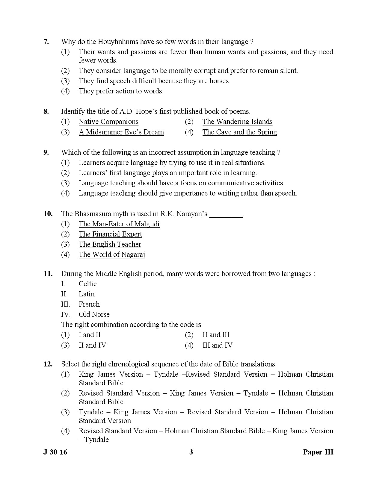 UGC NET English Question Paper III July 2016 3