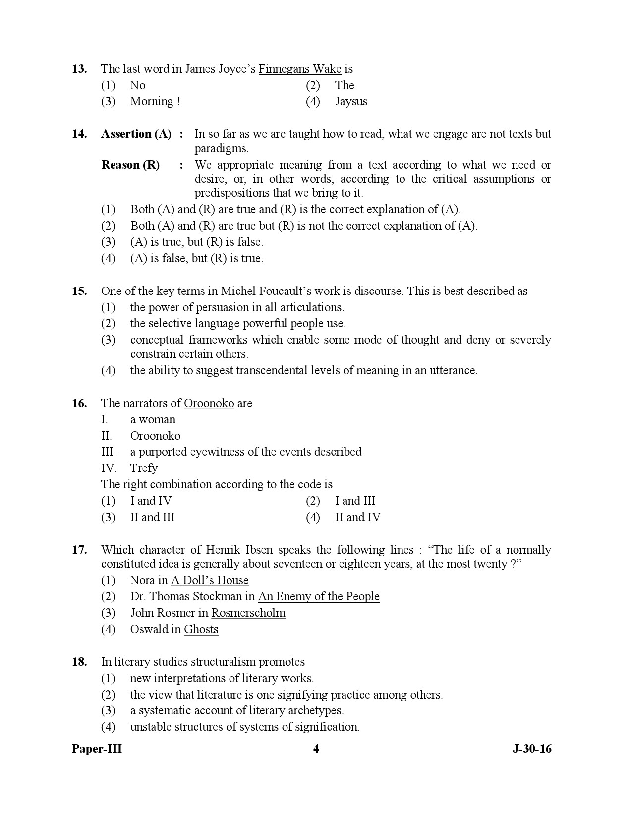 UGC NET English Question Paper III July 2016 4