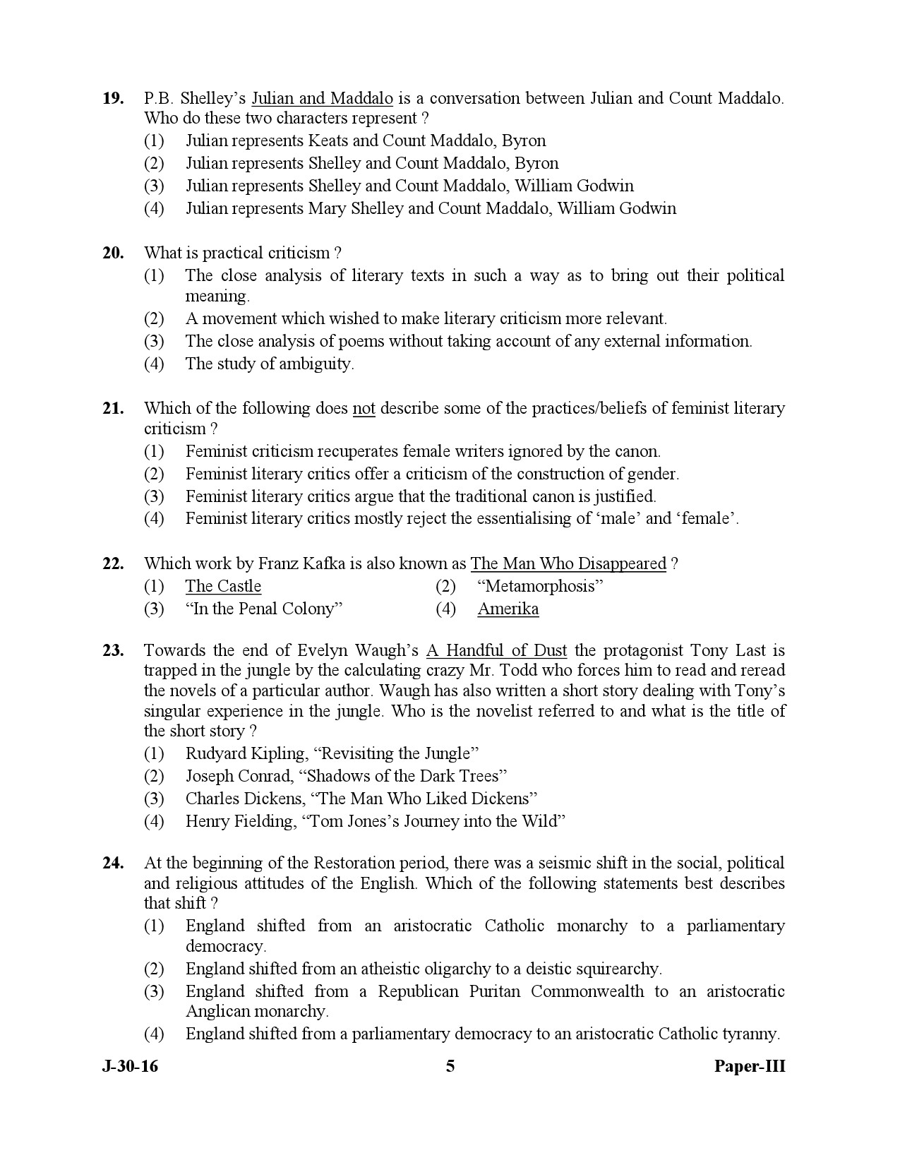 UGC NET English Question Paper III July 2016 5