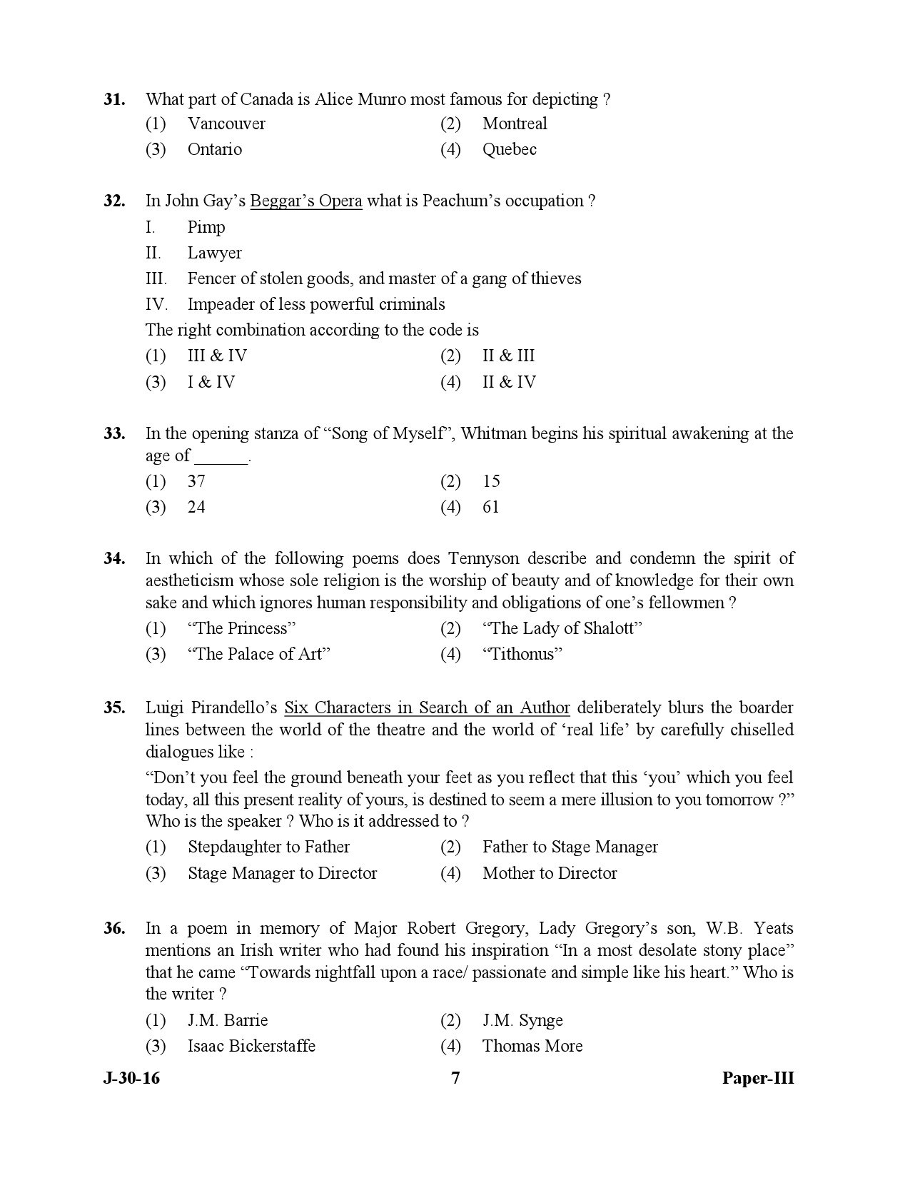 UGC NET English Question Paper III July 2016 7