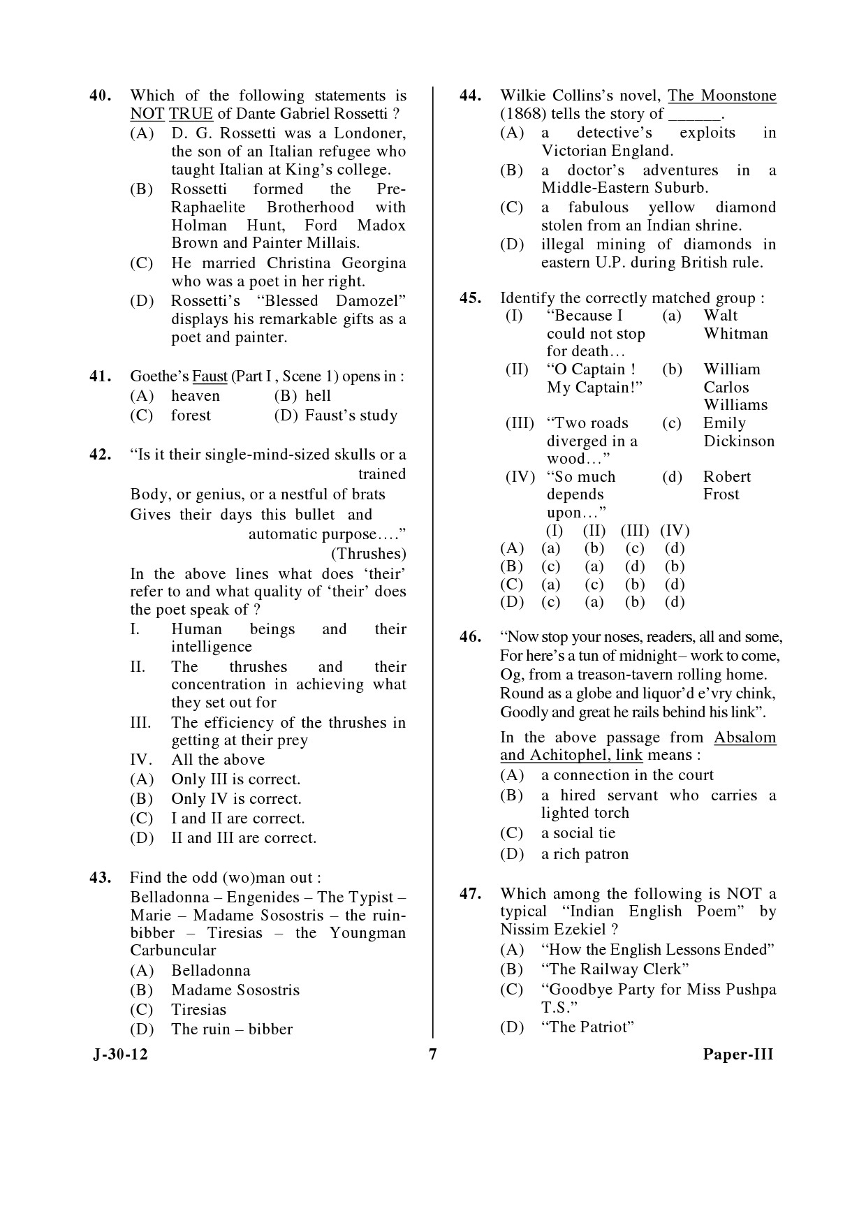 UGC NET English Question Paper III June 2012 7