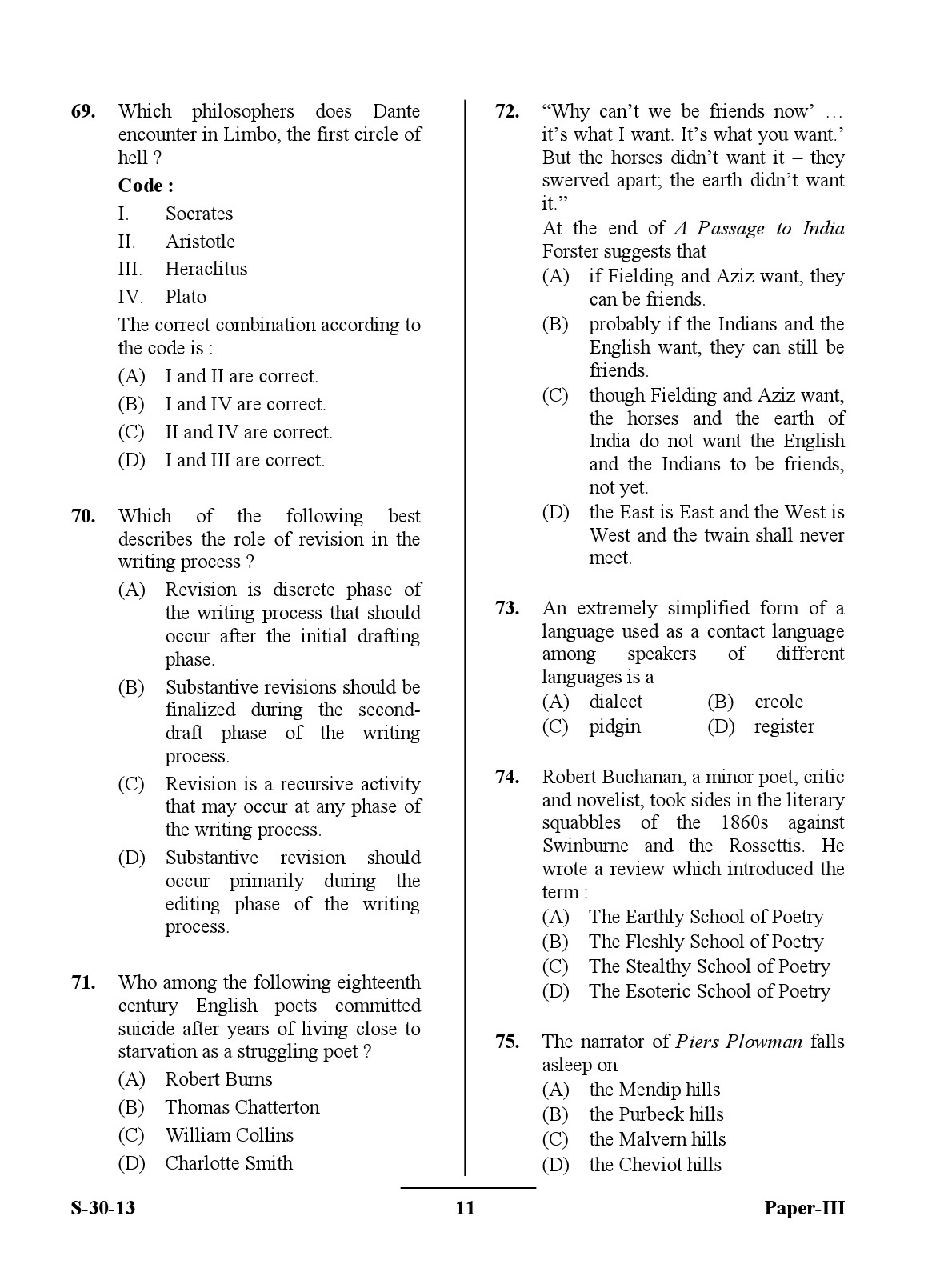 UGC NET English Question Paper III June 2013 11