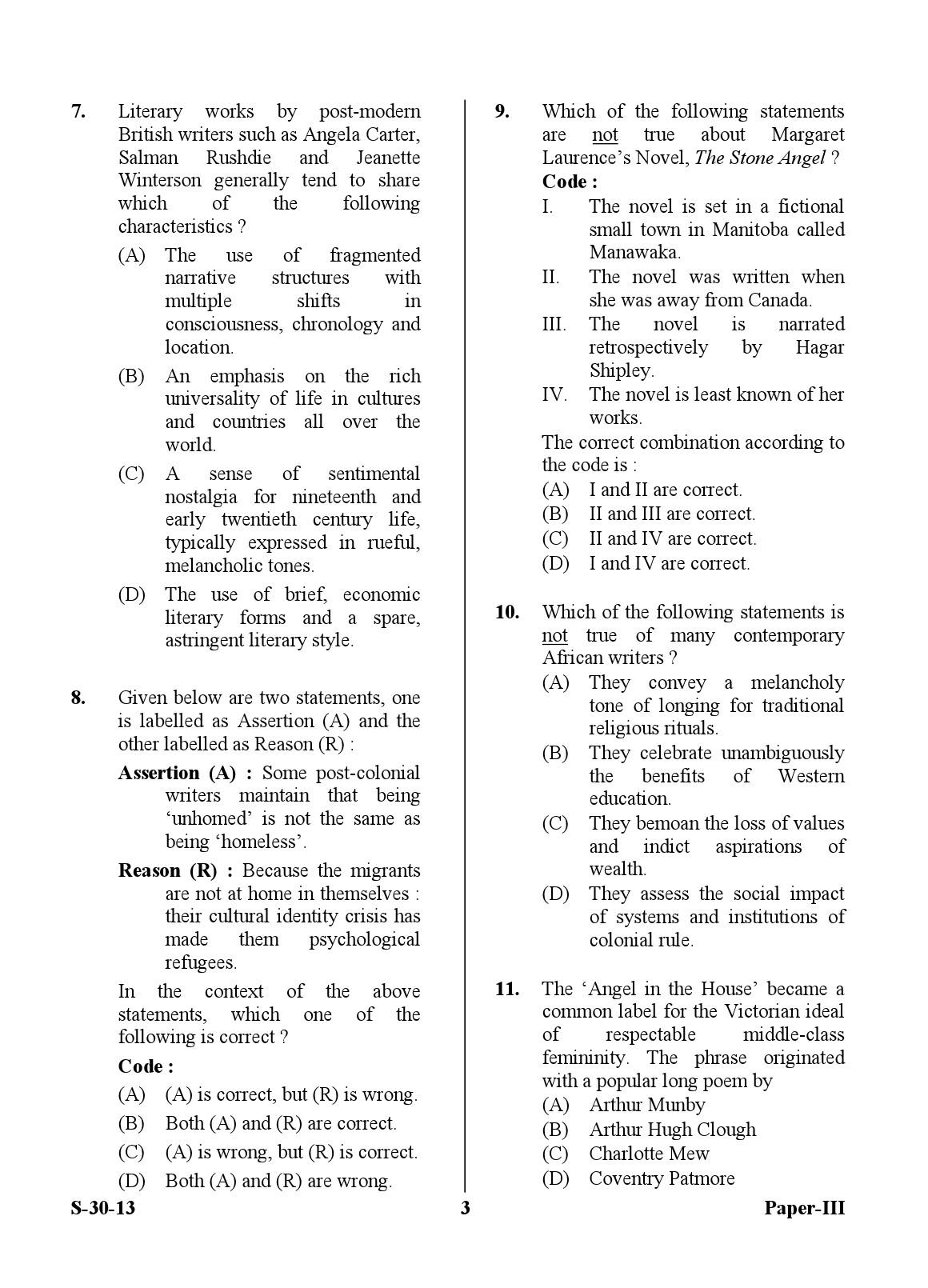 UGC NET English Question Paper III June 2013 3