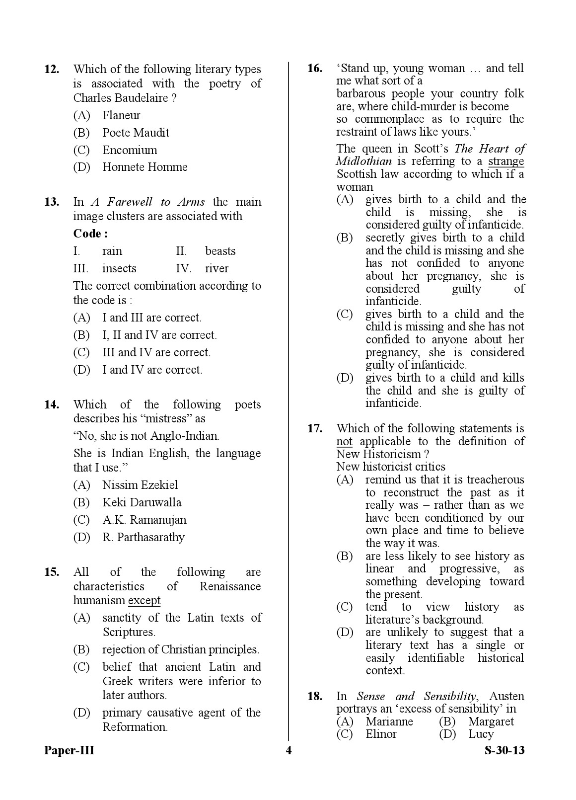 UGC NET English Question Paper III June 2013 4