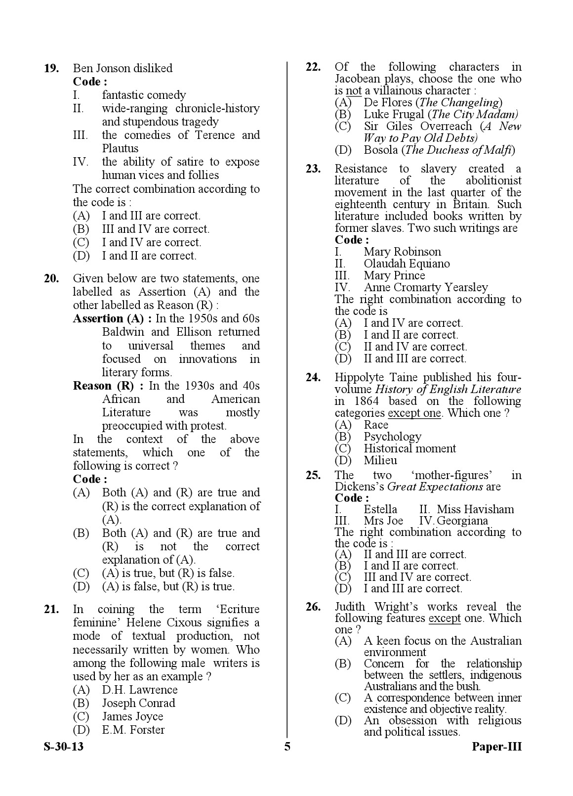 UGC NET English Question Paper III June 2013 5