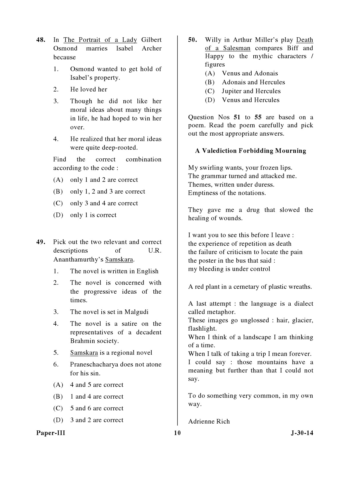 UGC NET English Question Paper III June 2014 10