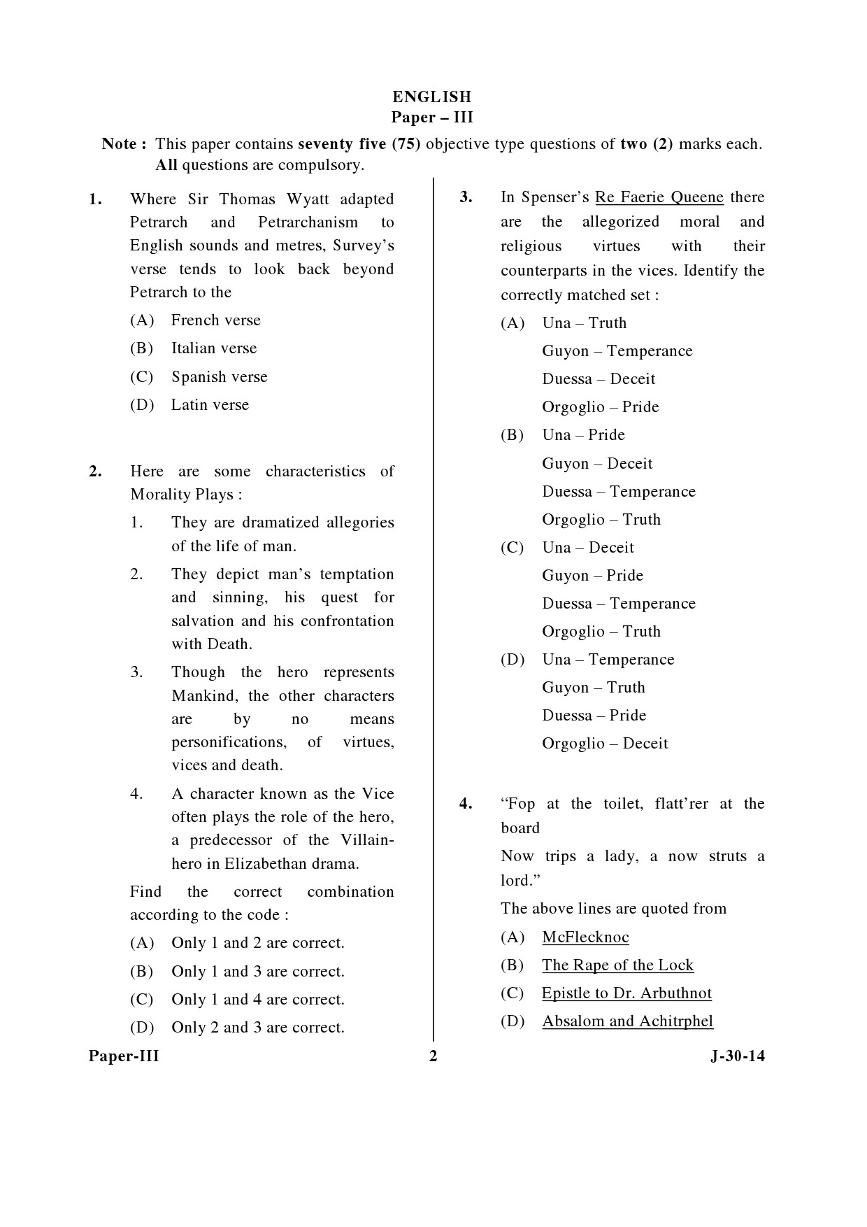 UGC NET English Question Paper III June 2014 2