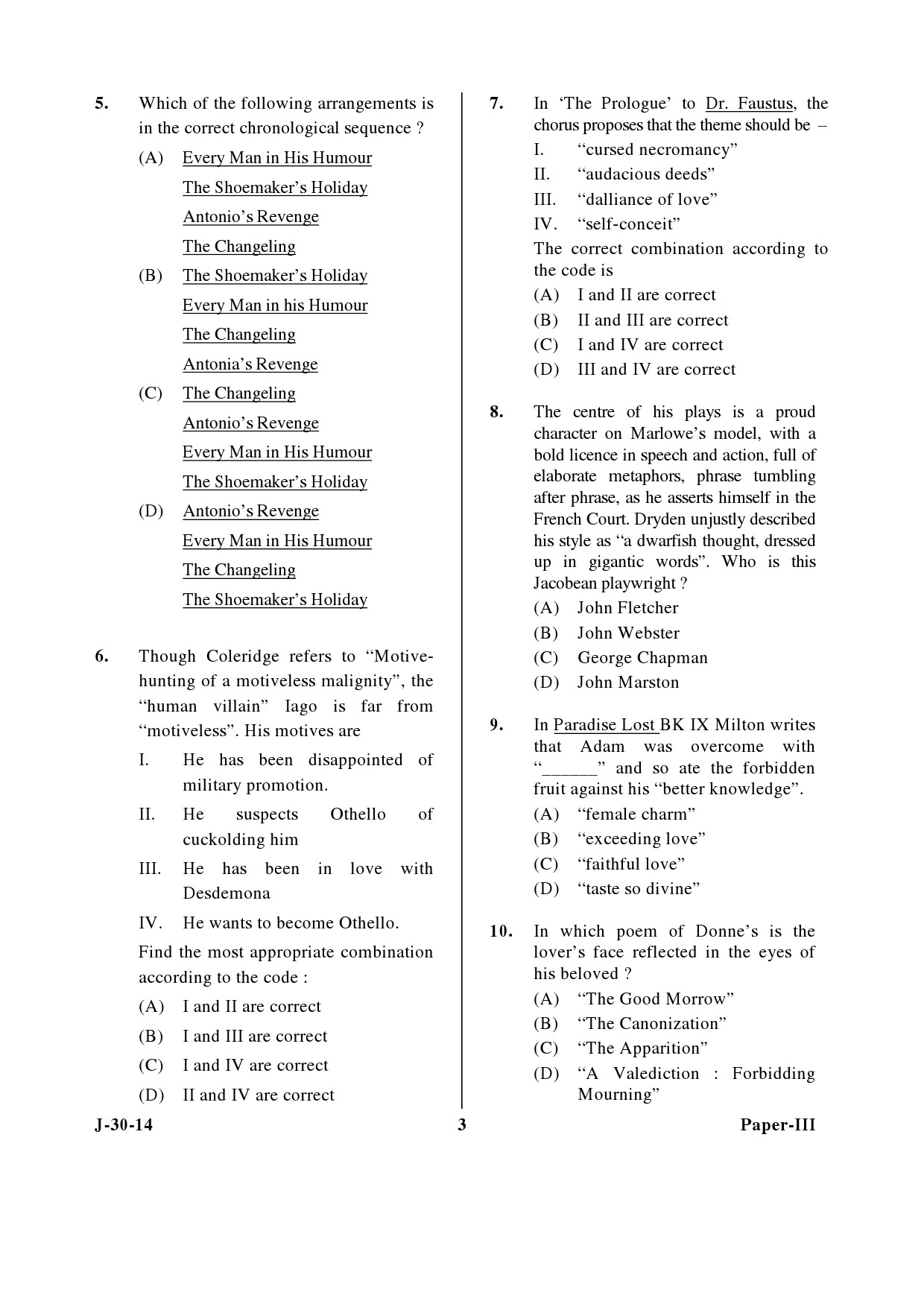 UGC NET English Question Paper III June 2014 3