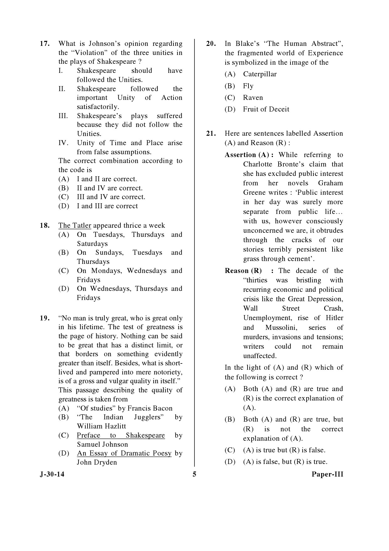 UGC NET English Question Paper III June 2014 5