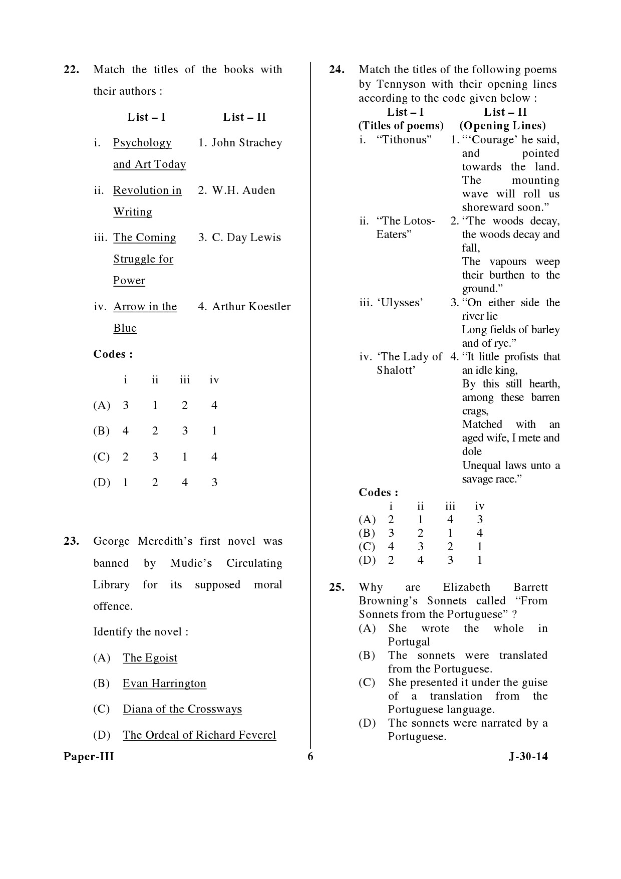 UGC NET English Question Paper III June 2014 6