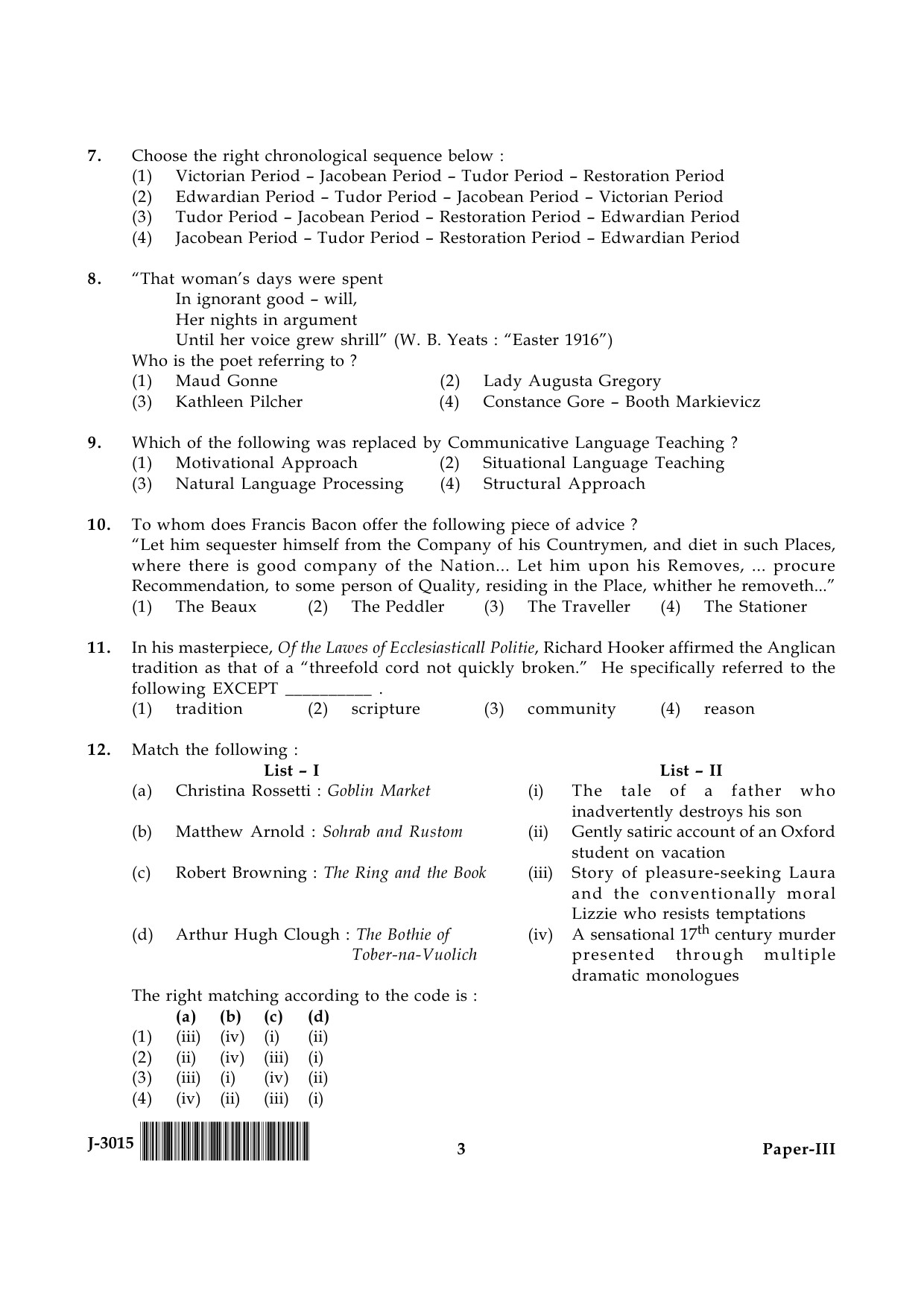 UGC NET English Question Paper III June 2015 3