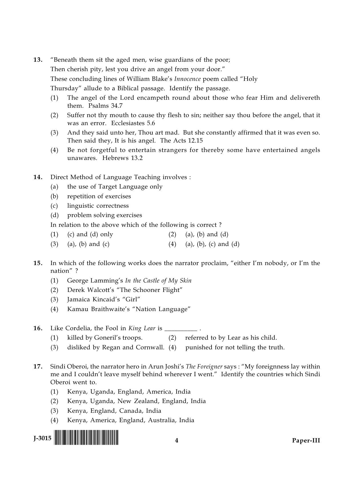 UGC NET English Question Paper III June 2015 4