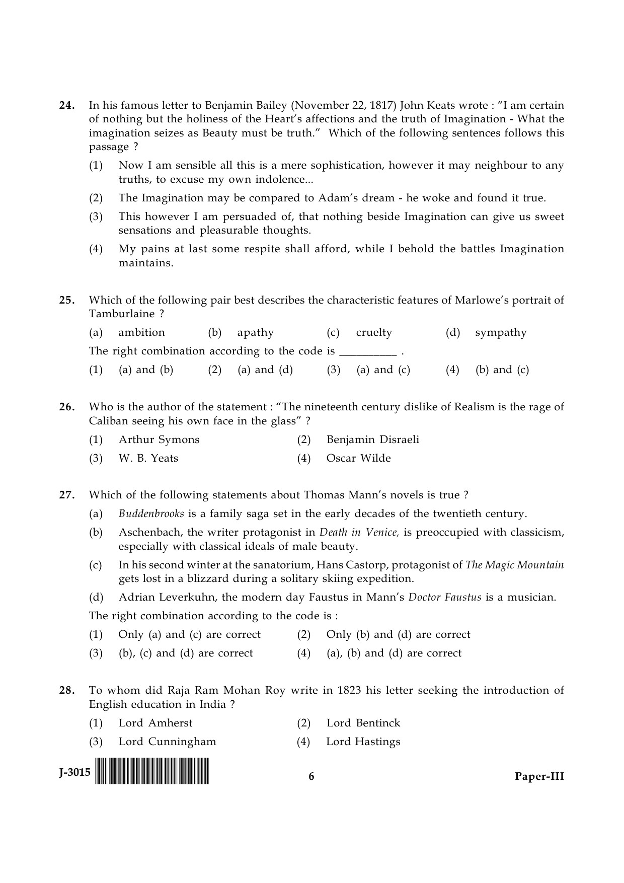 UGC NET English Question Paper III June 2015 6