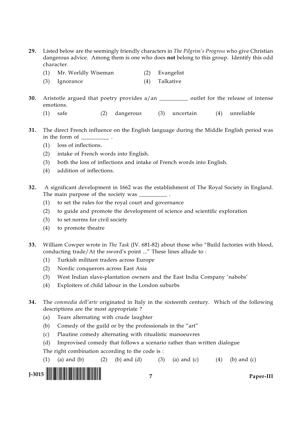 UGC NET English Question Paper III June 2015 7