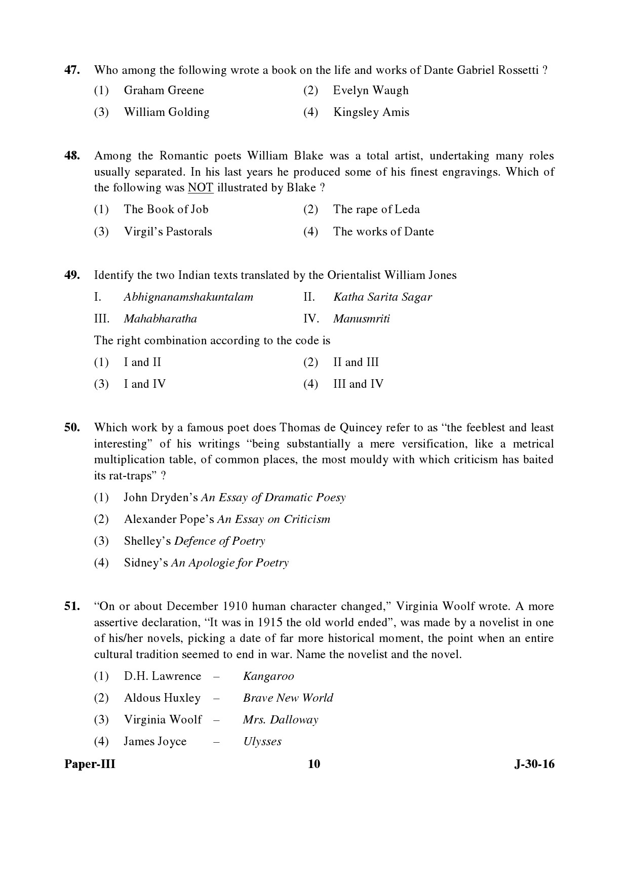 UGC NET English Question Paper III Set 2 July 2016 10