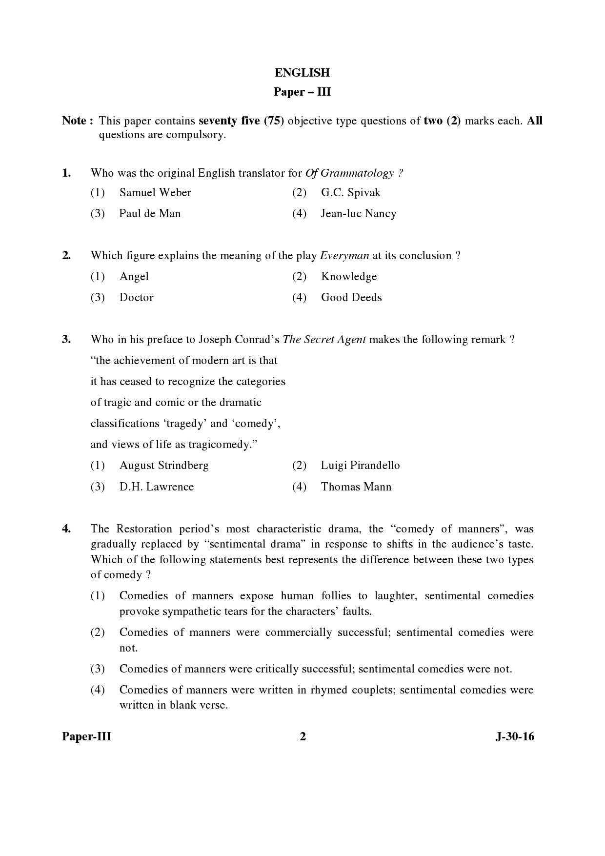 UGC NET English Question Paper III Set 2 July 2016 2