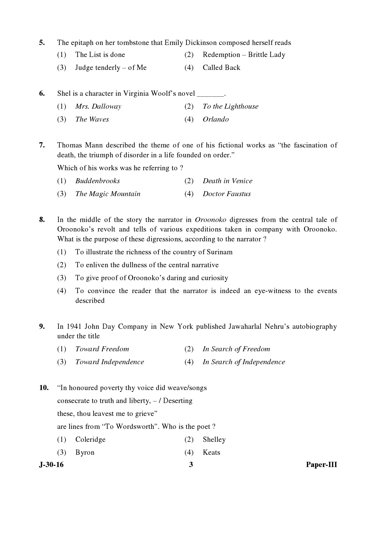 UGC NET English Question Paper III Set 2 July 2016 3