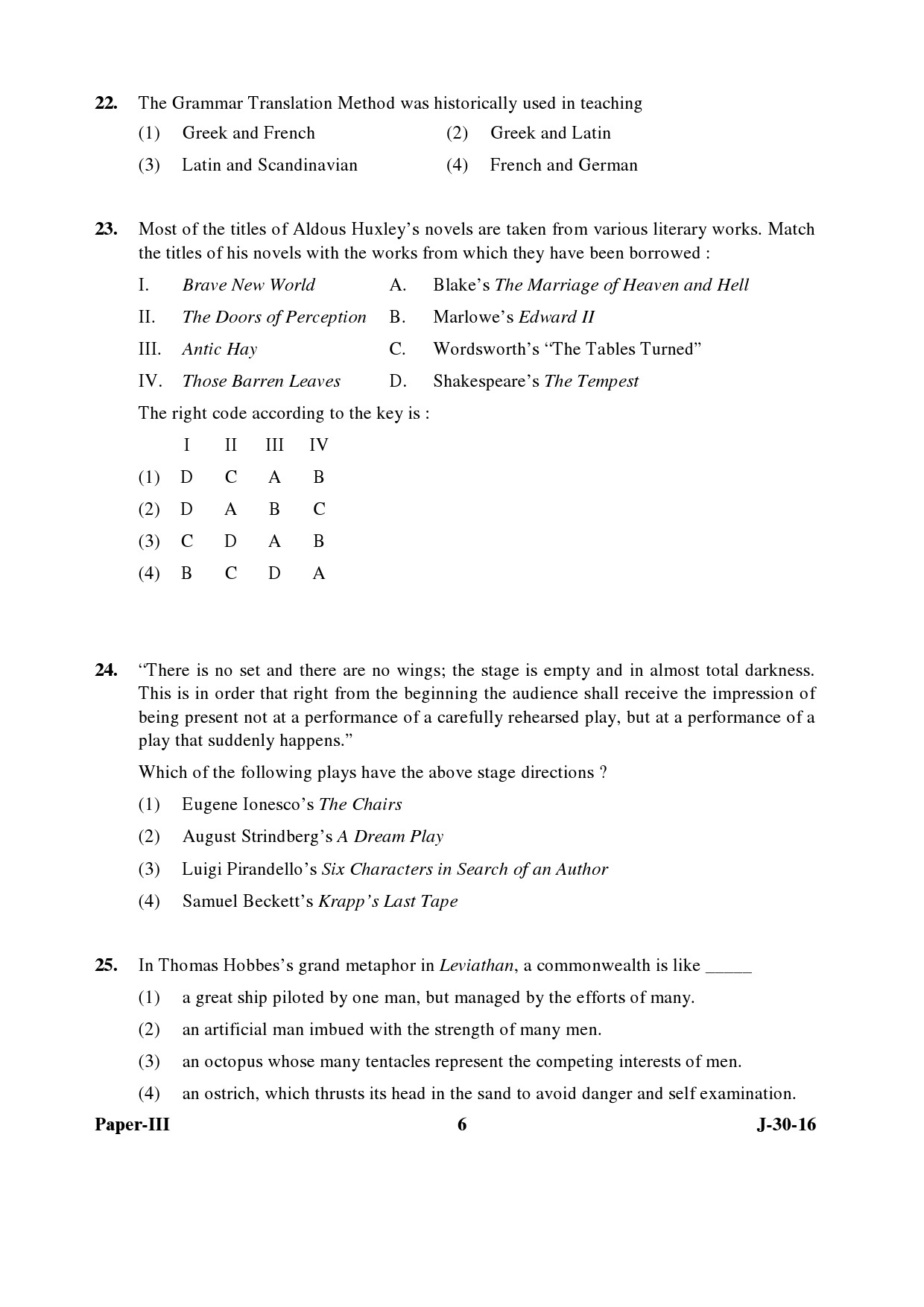 UGC NET English Question Paper III Set 2 July 2016 6