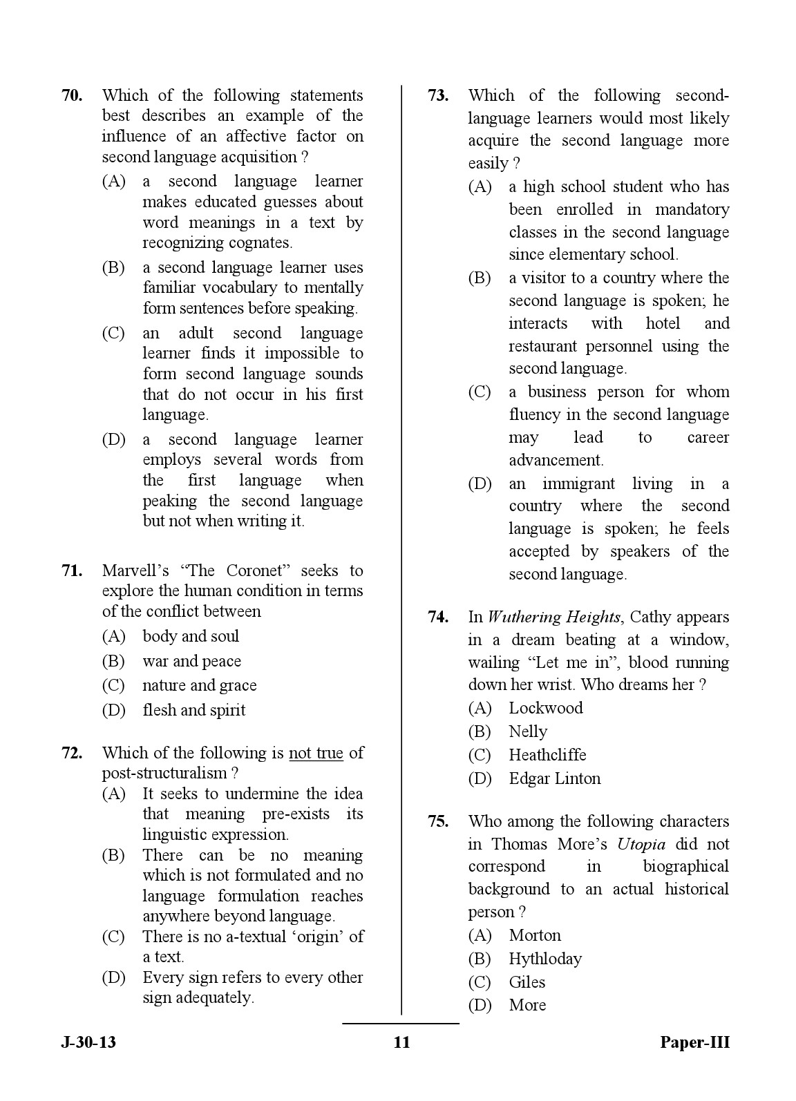 UGC NET English Question Paper III Set 2 June 2013 11