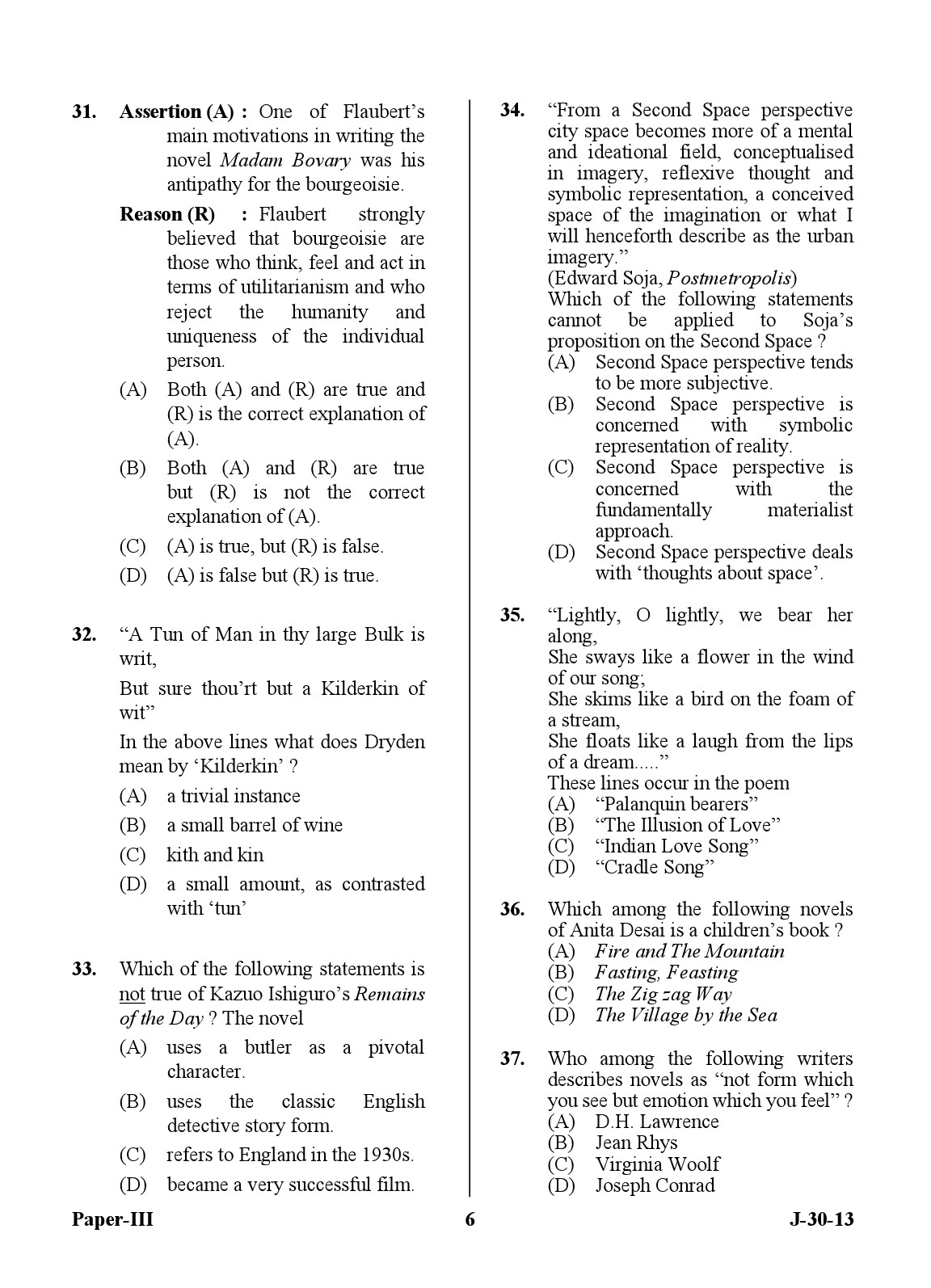 UGC NET English Question Paper III Set 2 June 2013 6