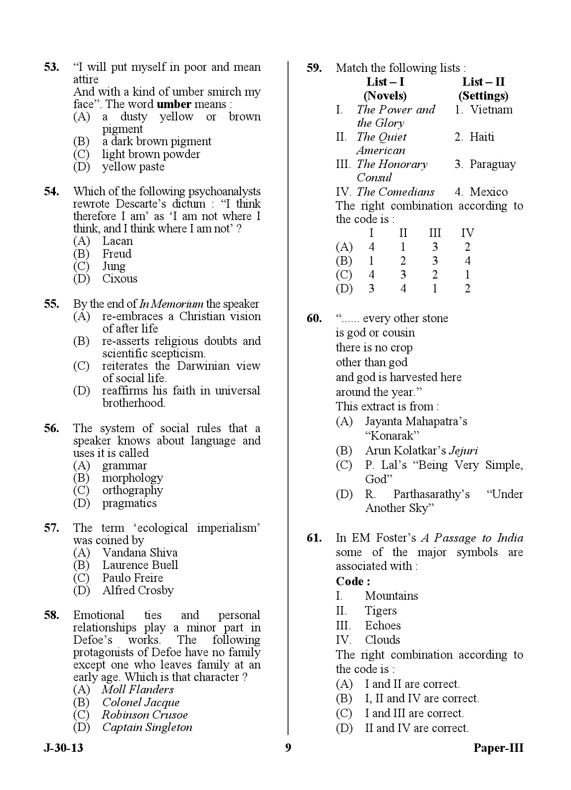 UGC NET English Question Paper III Set 2 June 2013 9