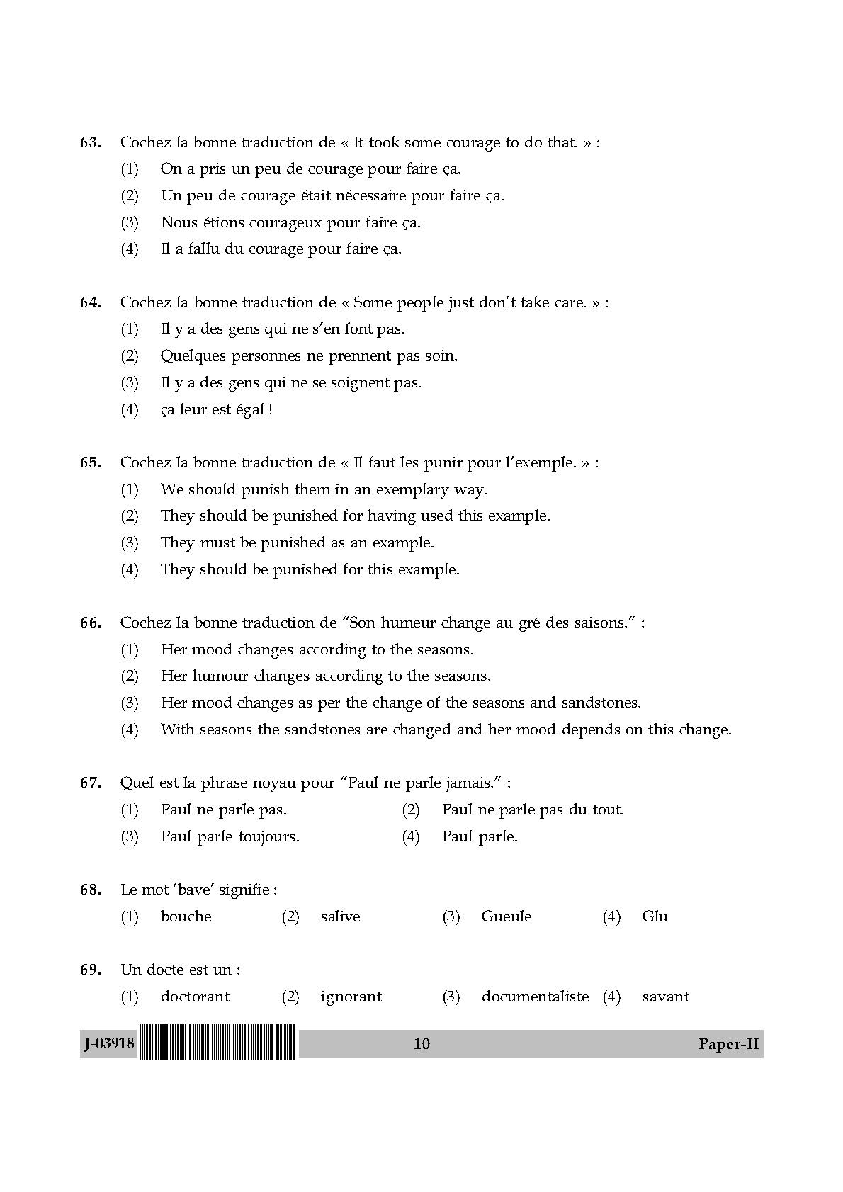 UGC Net French Paper II July 2018 10