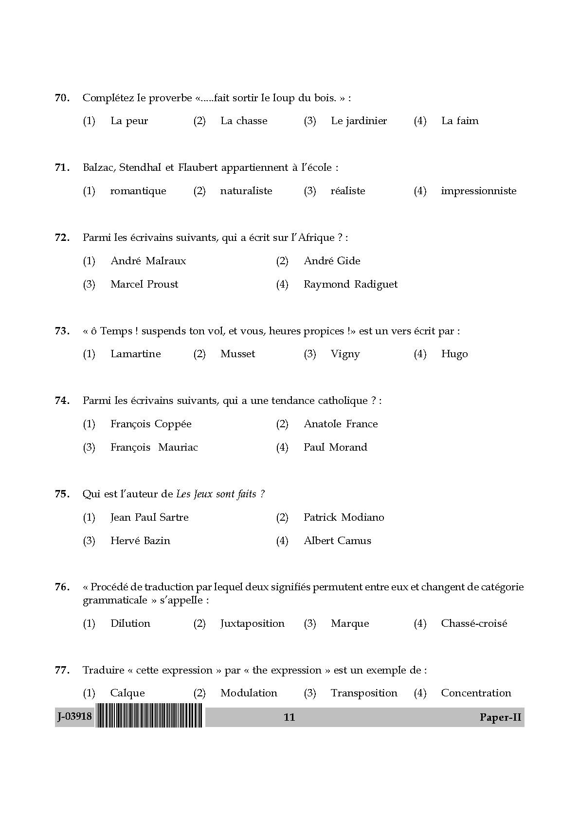 UGC Net French Paper II July 2018-UGC NET Previous Question Papers