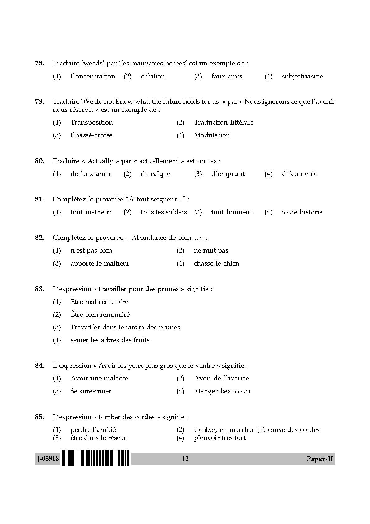 UGC Net French Paper II July 2018 12