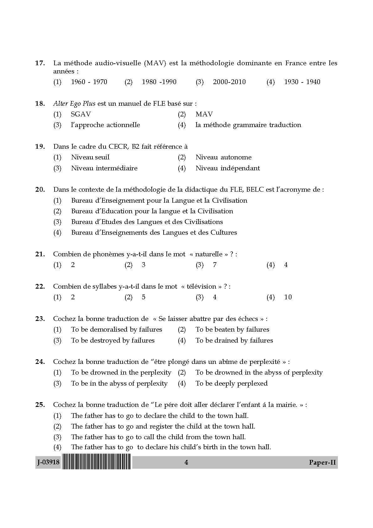 UGC Net French Paper II July 2018 4