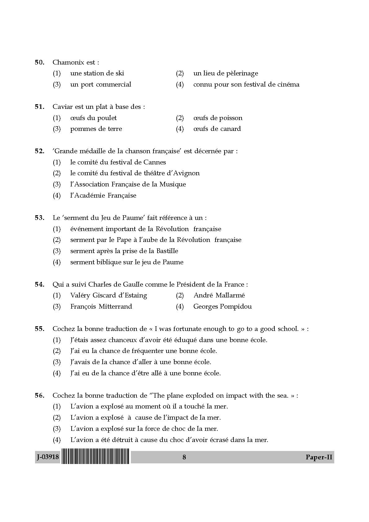 UGC Net French Paper II July 2018 8