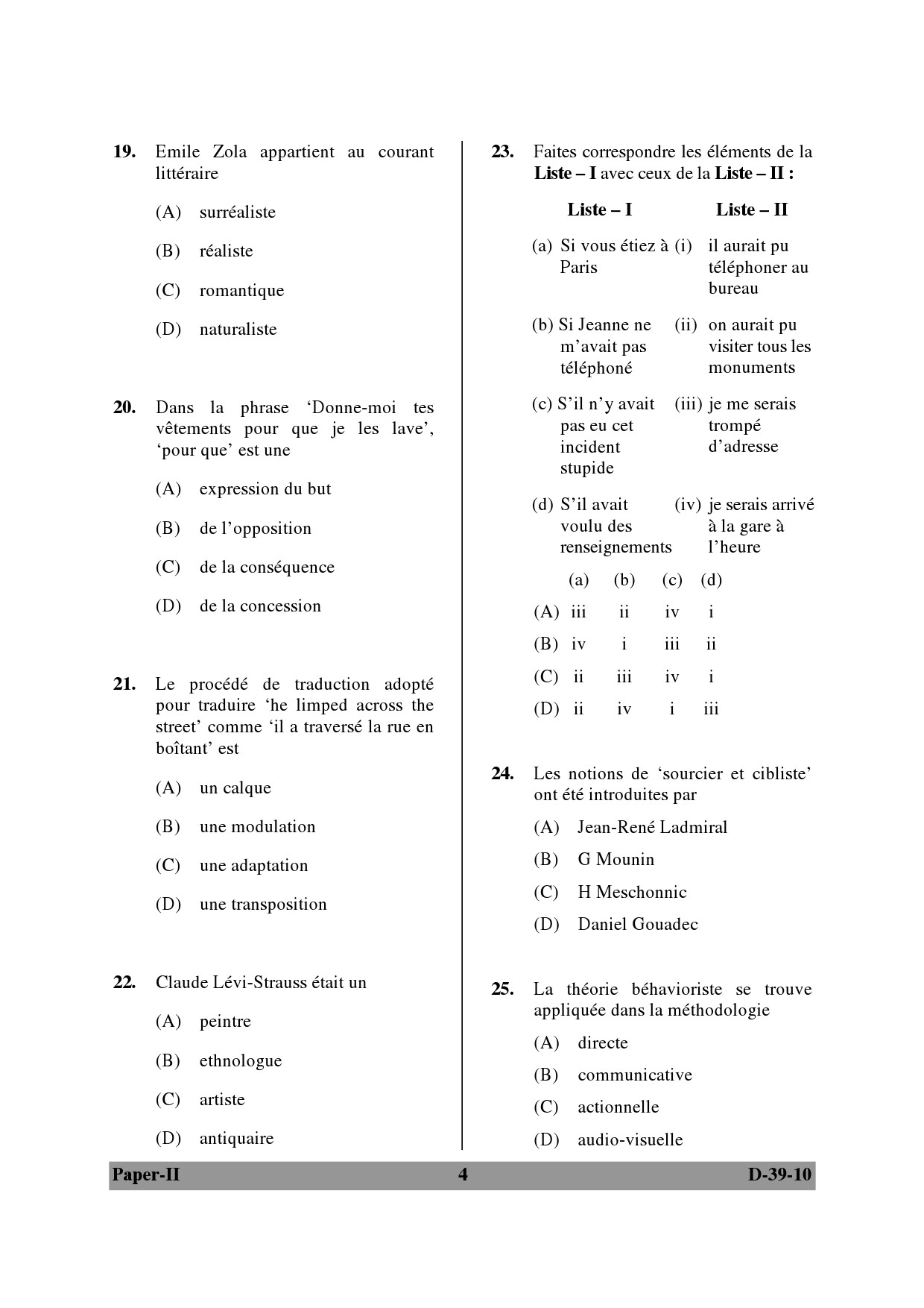 UGC NET French Question Paper II December 2010 4