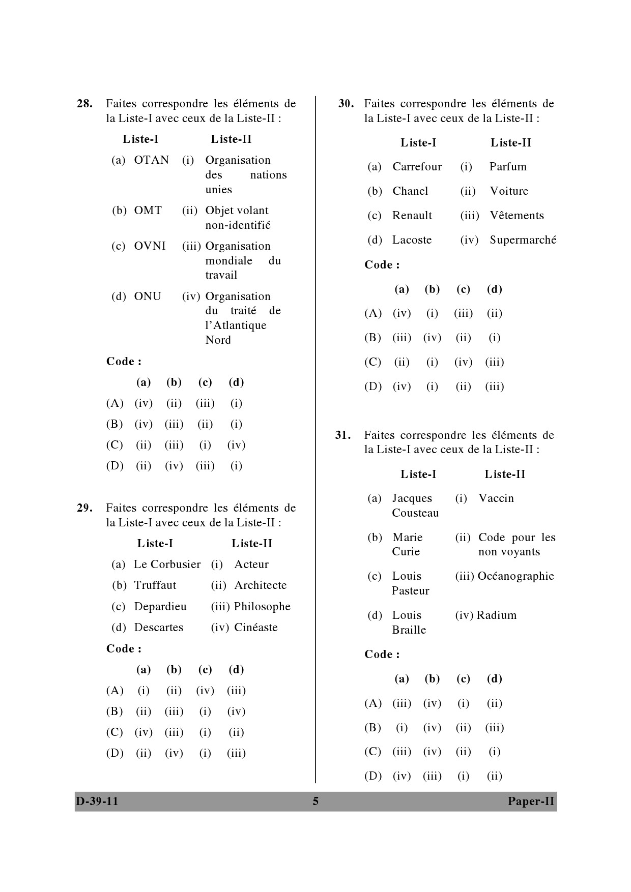 UGC NET French Question Paper II December 2011 5