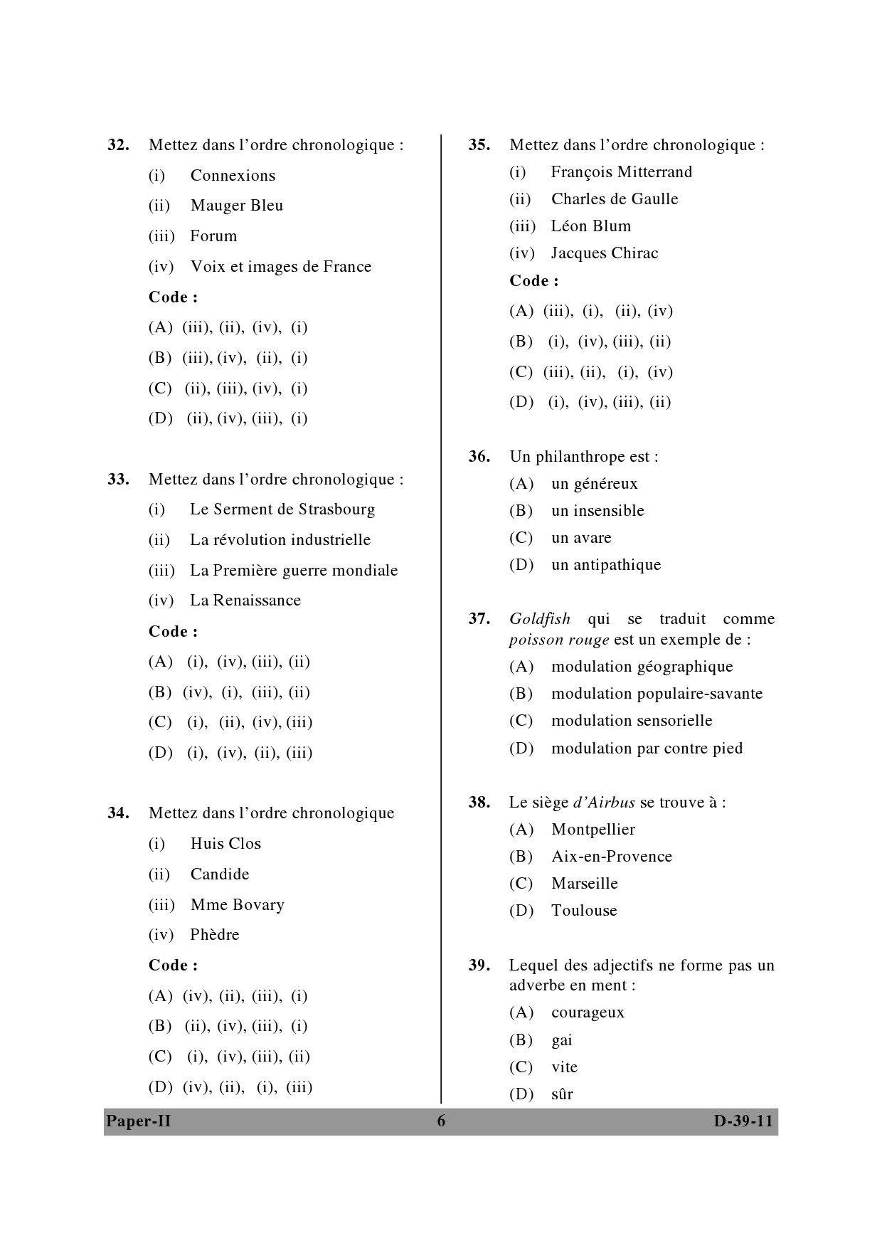 UGC NET French Question Paper II December 2011 6