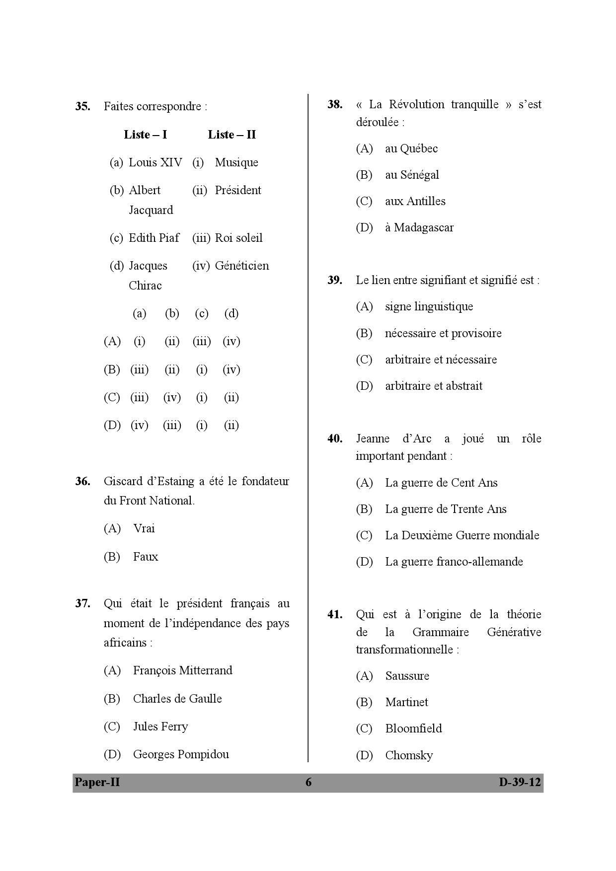 UGC NET French Question Paper II December 2012 6