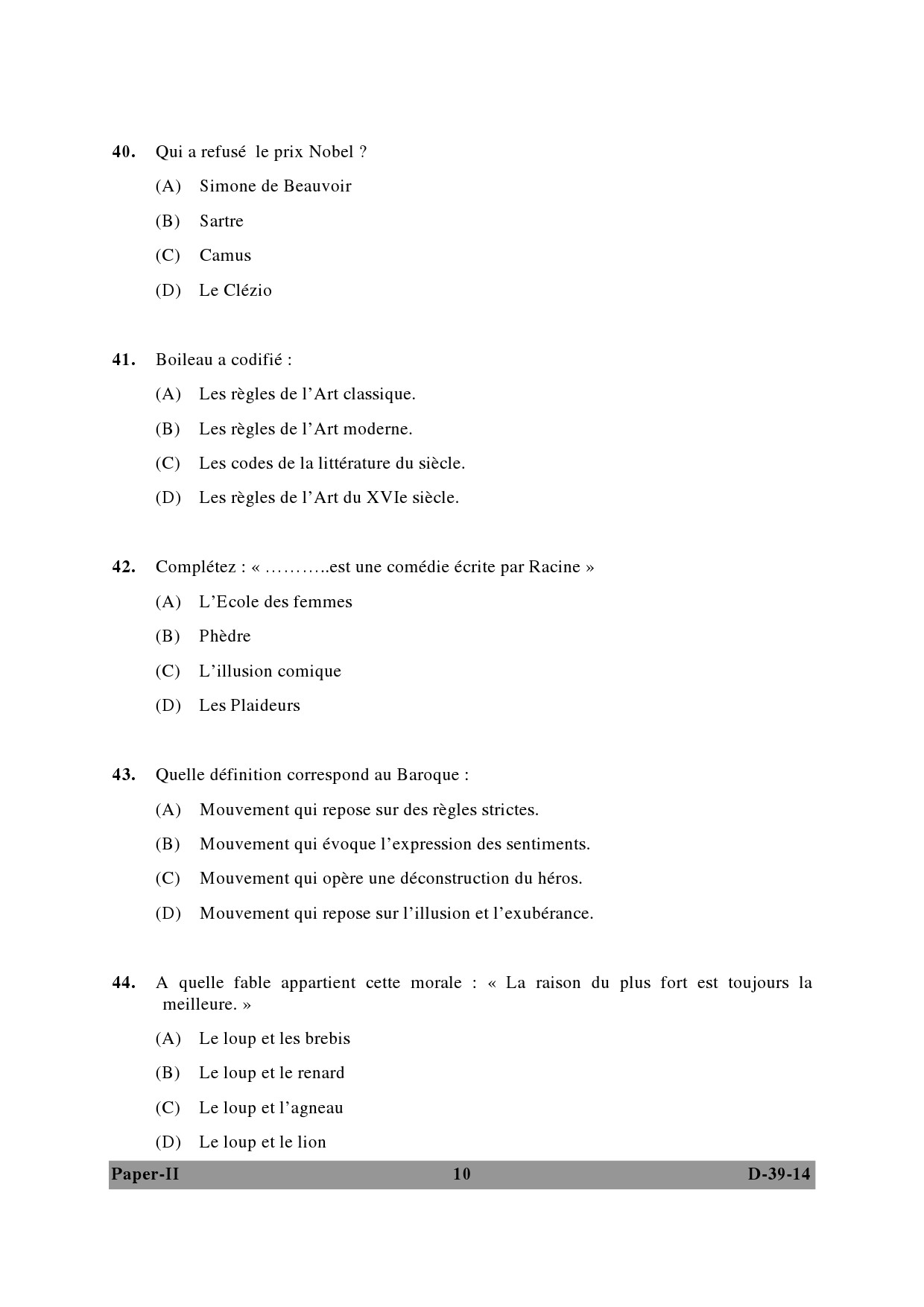 UGC NET French Question Paper II December 2014 10