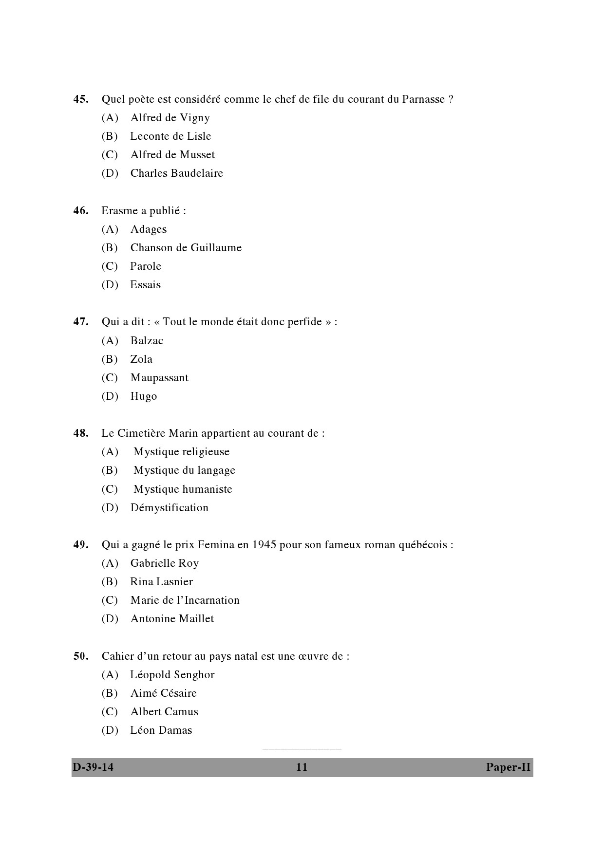 UGC NET French Question Paper II December 2014 11