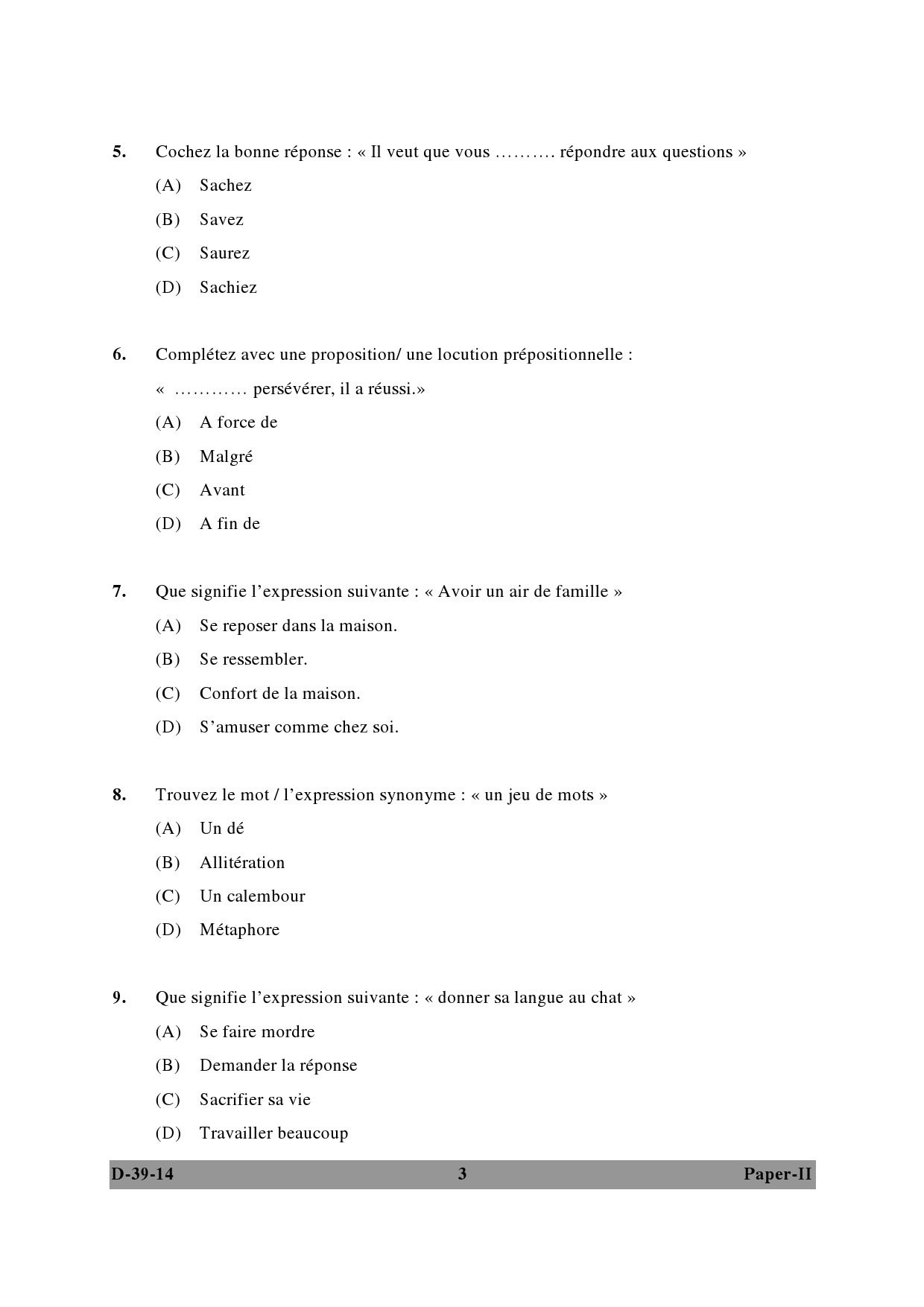 UGC NET French Question Paper II December 2014 3