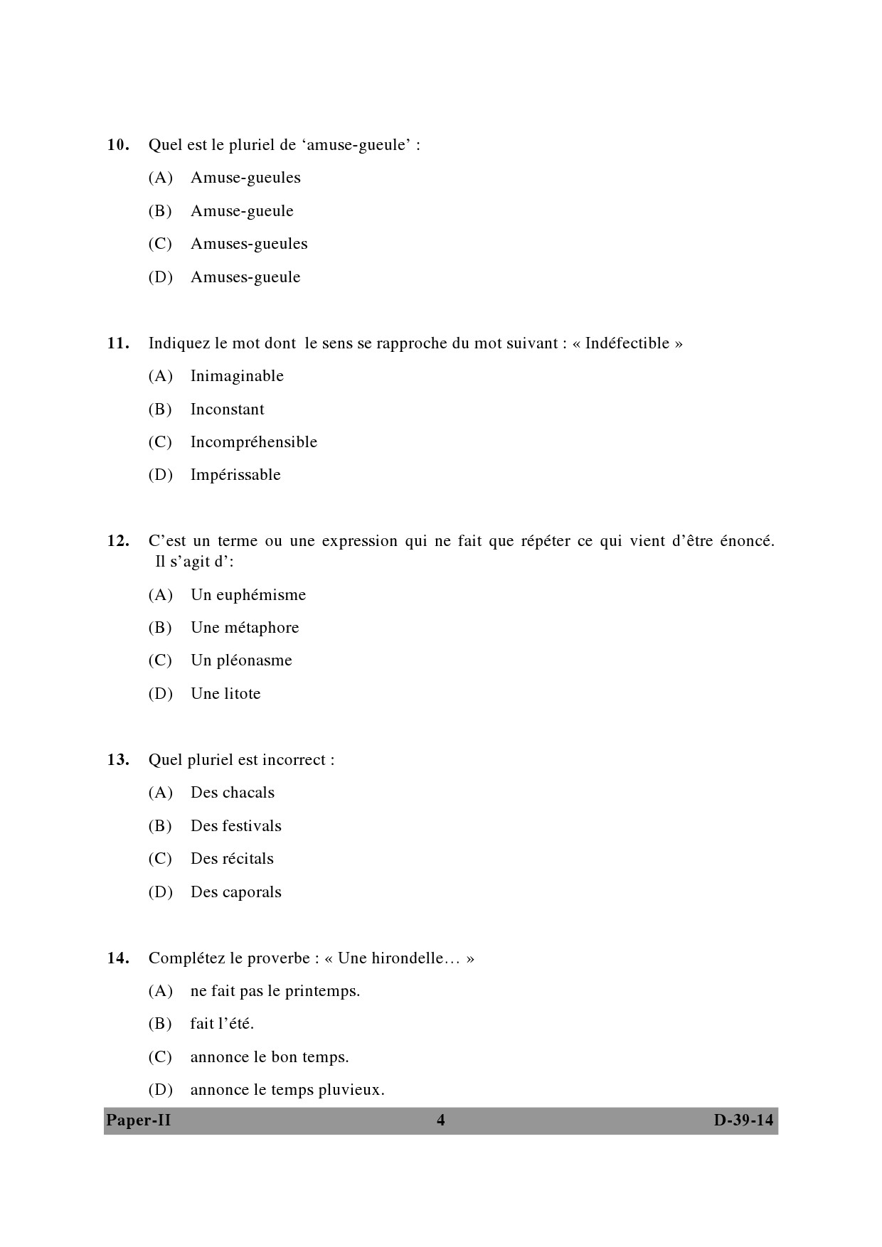 UGC NET French Question Paper II December 2014 4