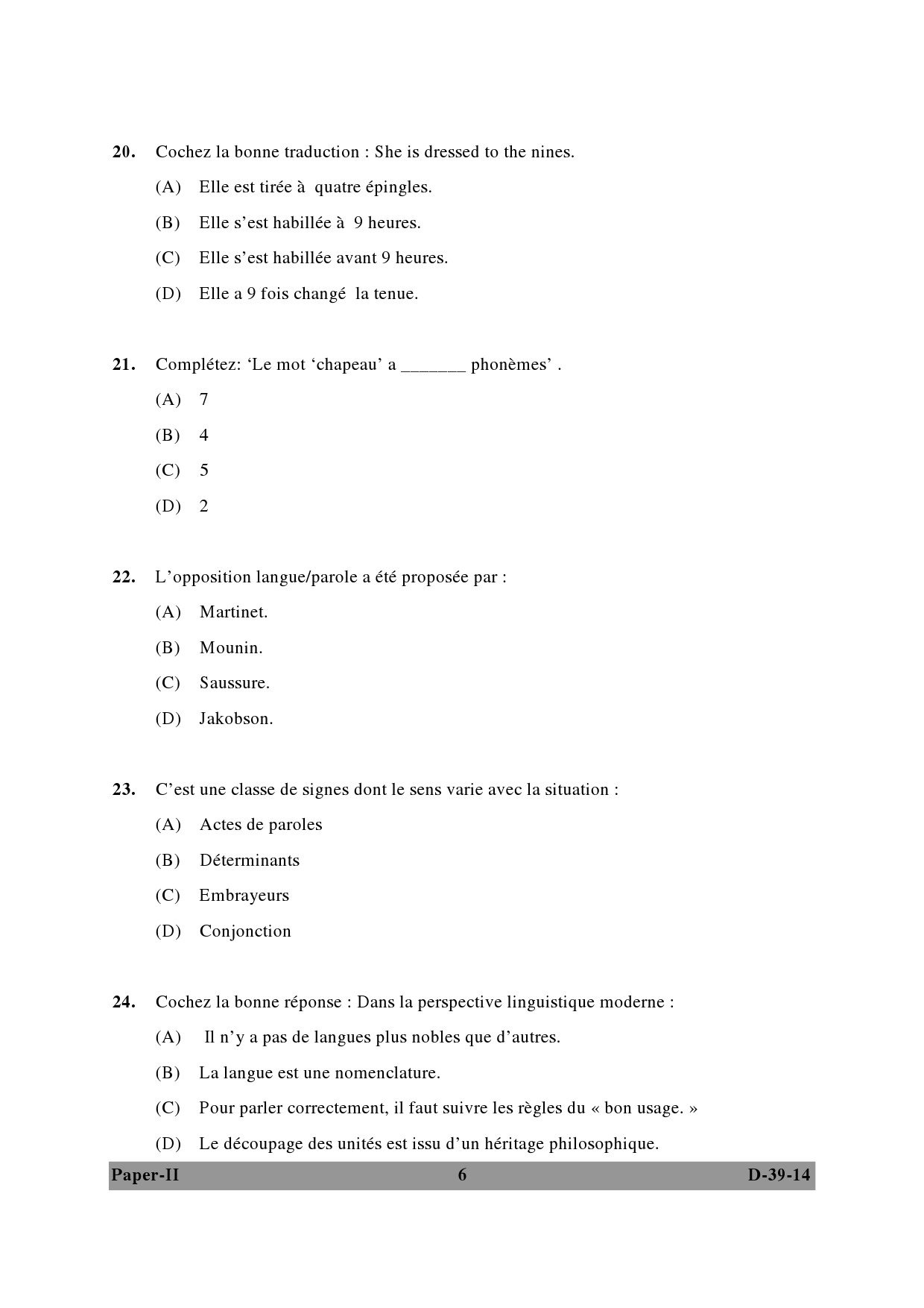 UGC NET French Question Paper II December 2014 6