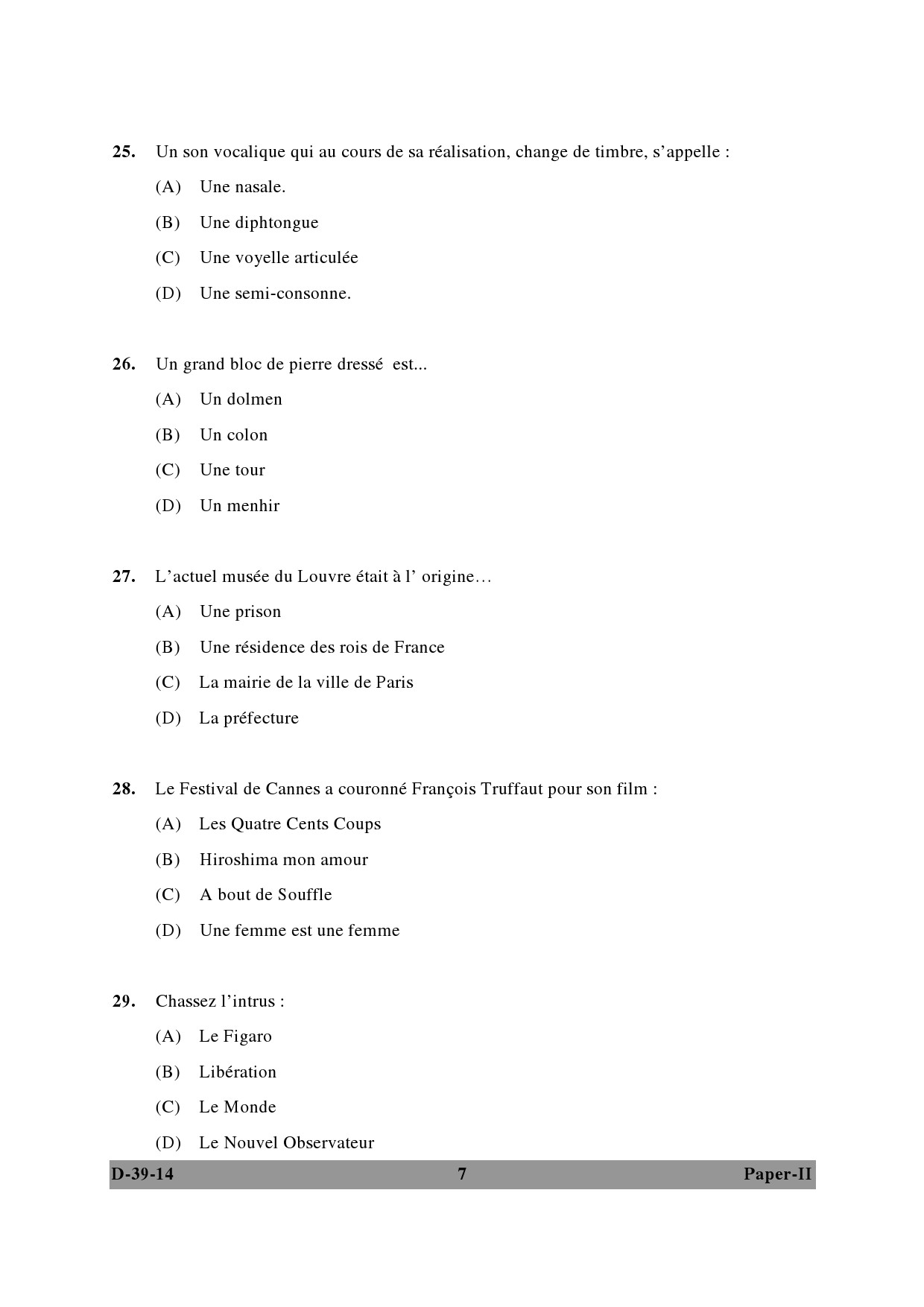 UGC NET French Question Paper II December 2014 7