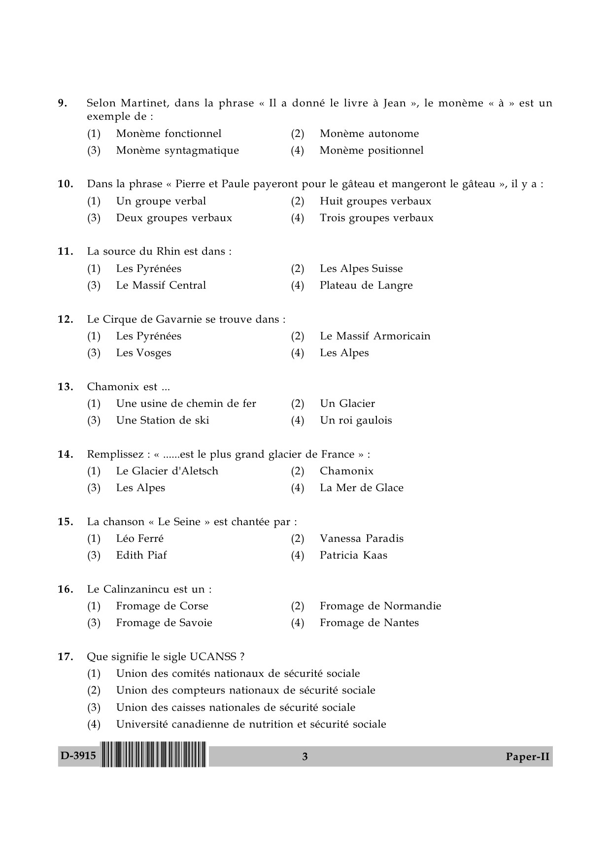 UGC NET French Question Paper II December 2015 3