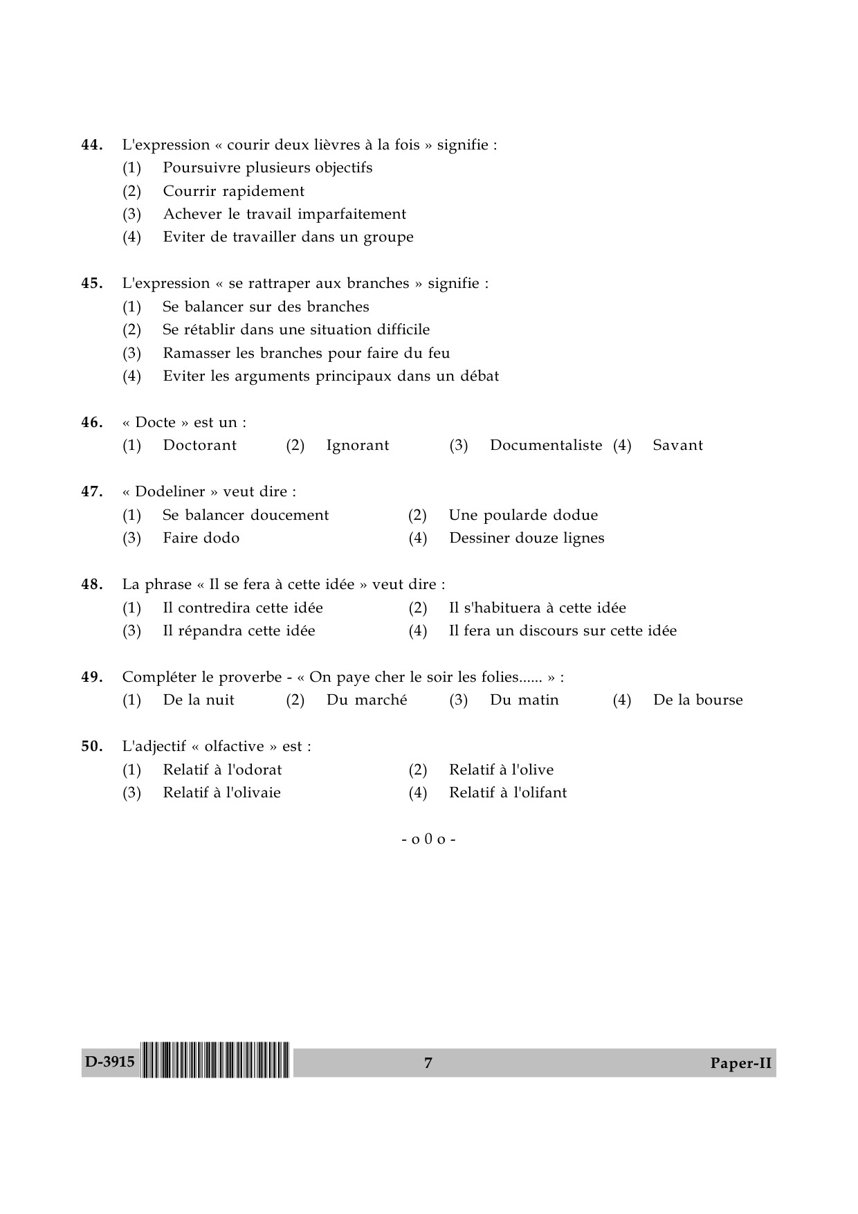 UGC NET French Question Paper II December 2015 7