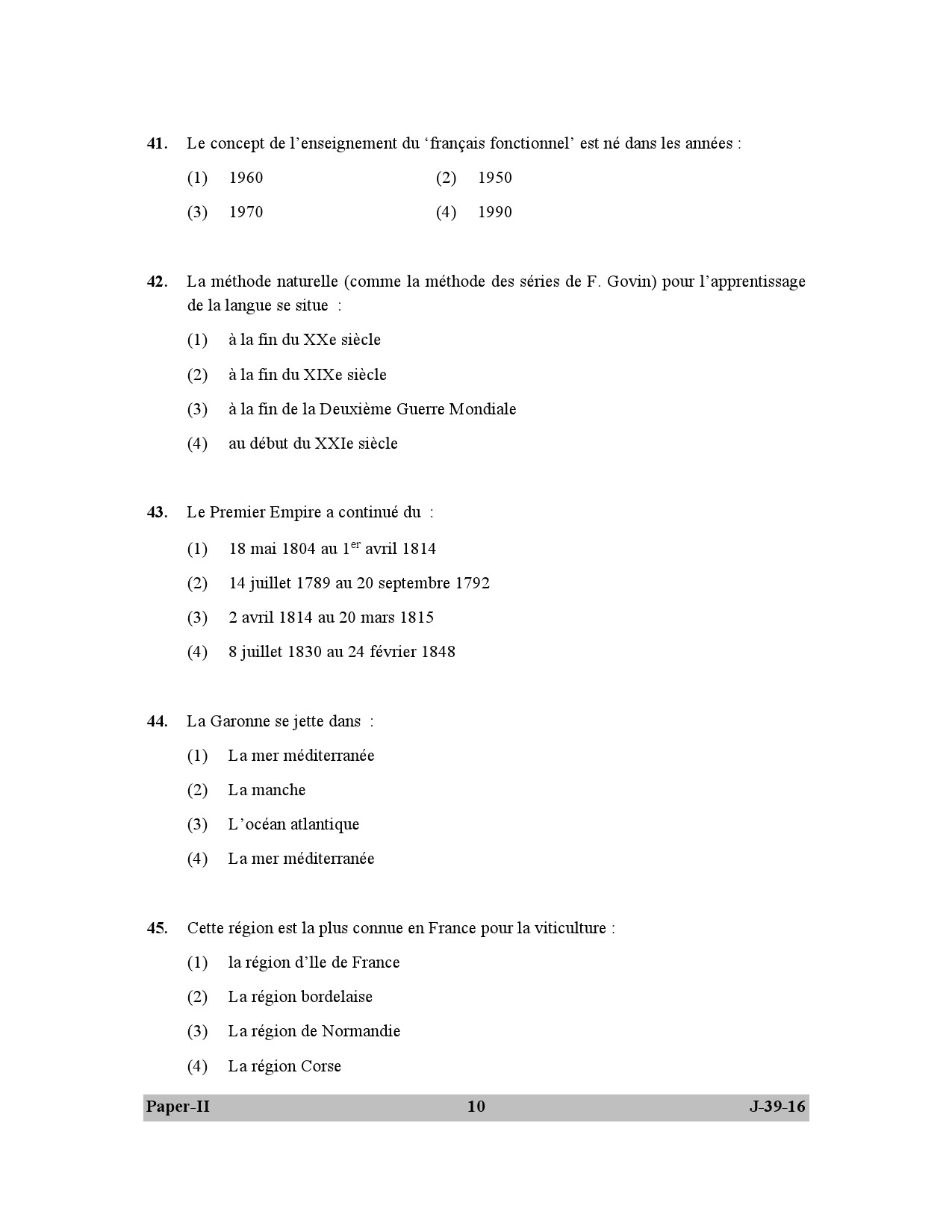 UGC NET French Question Paper II July 2016 10