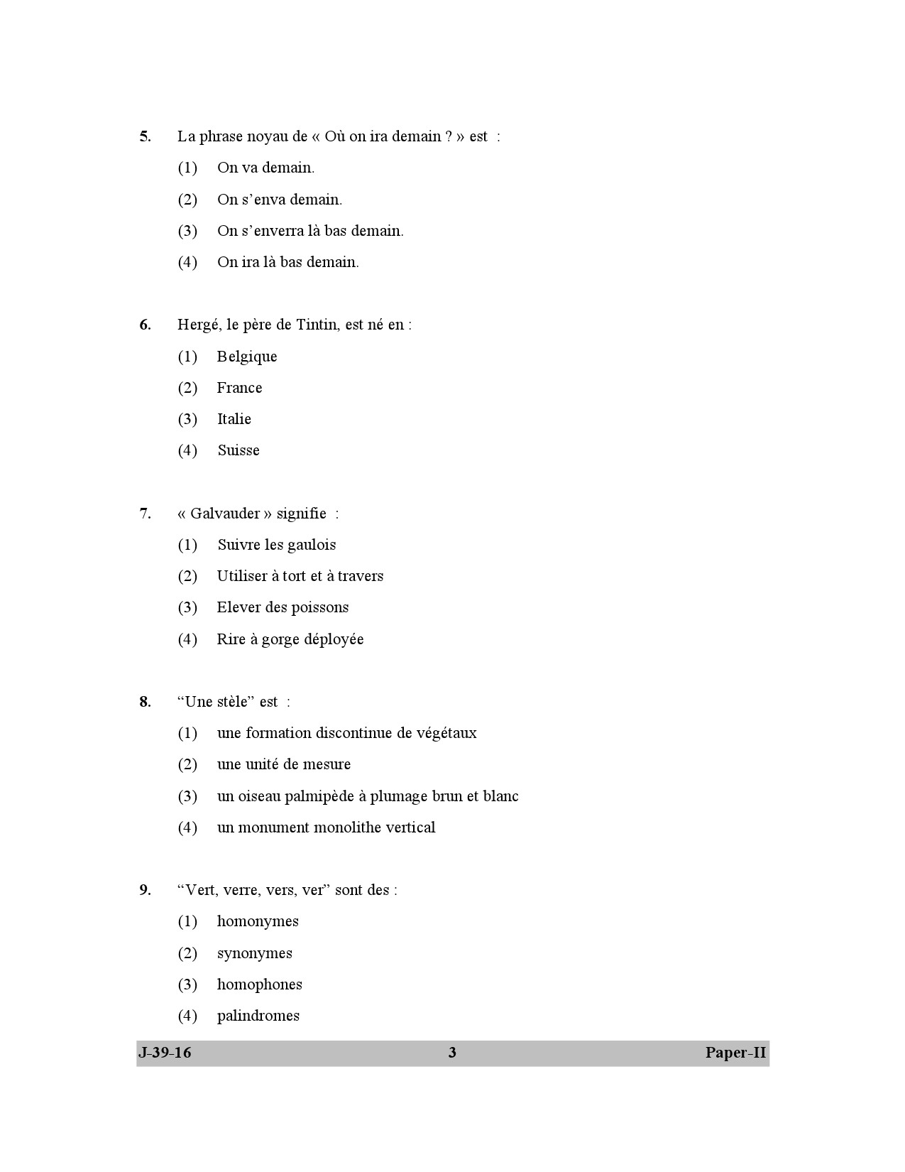 UGC NET French Question Paper II July 2016 3