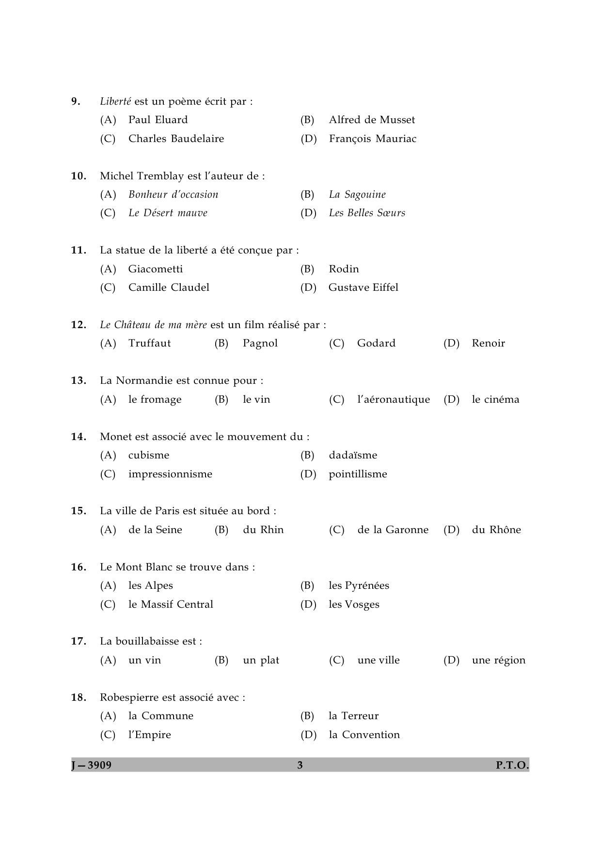 UGC NET French Question Paper II June 2009 3